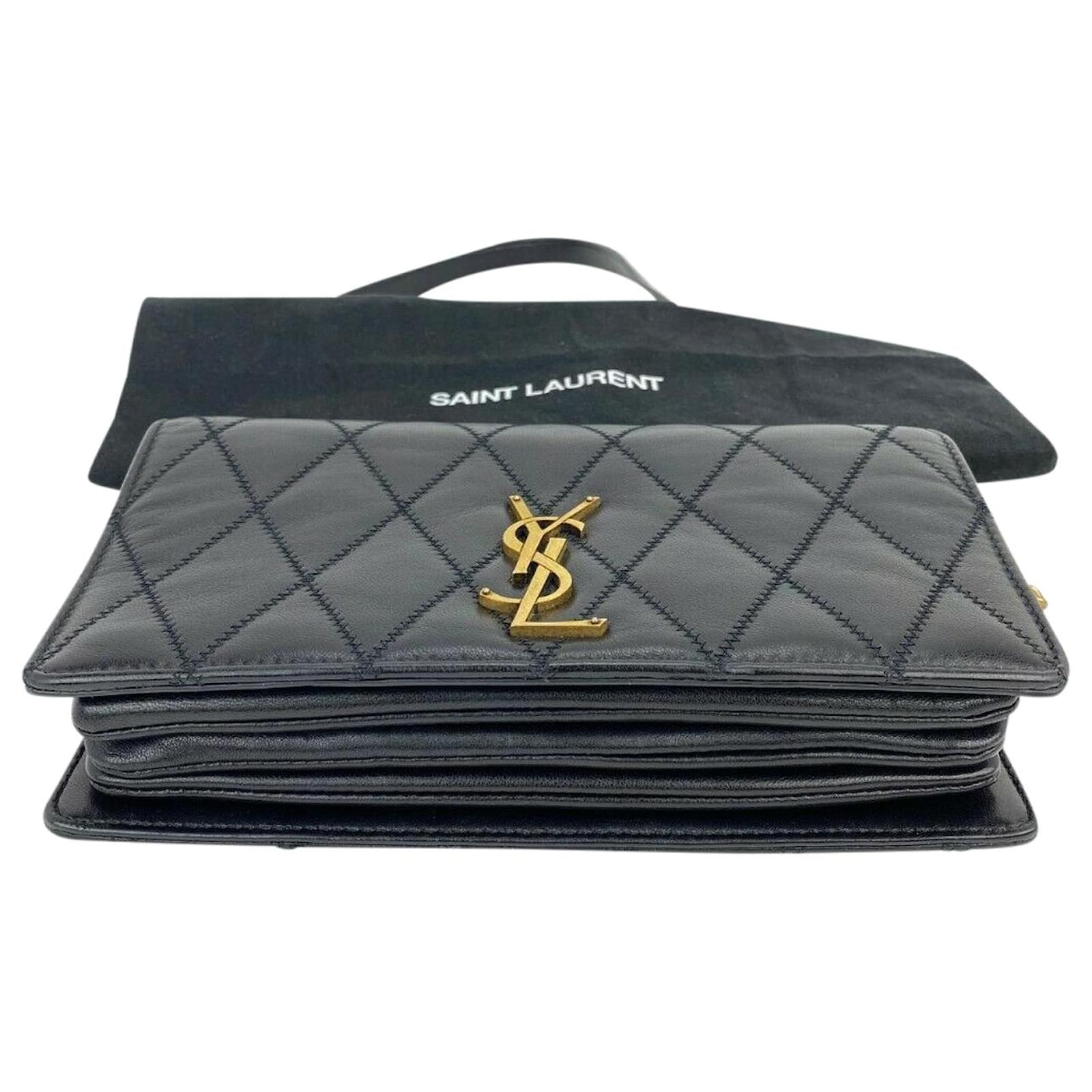 Yves Saint Laurent Bag Angie Crossbody Clutch Bag Black Quilted Lambskin  B240 Leather ref.639355 - Joli Closet
