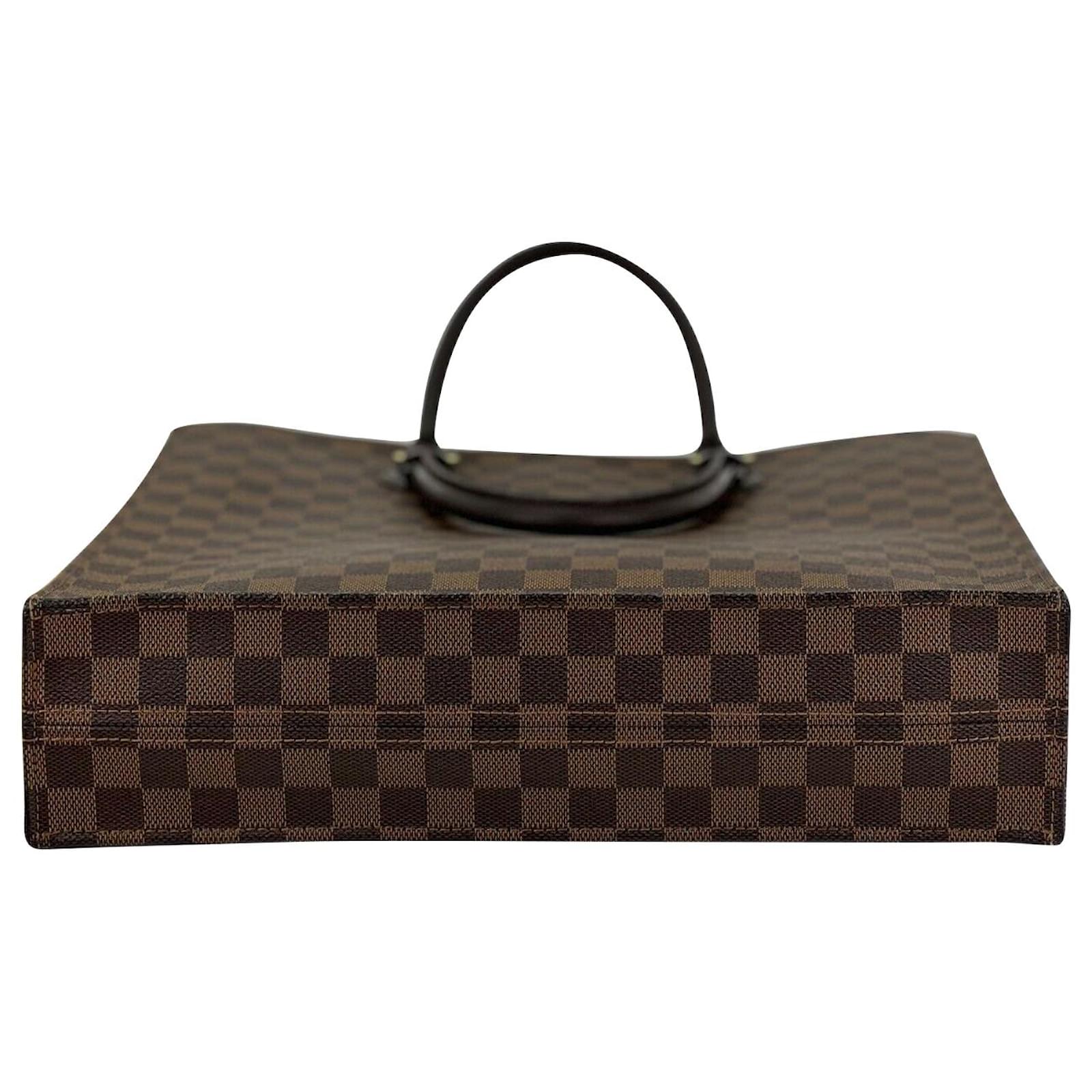 Louis Vuitton Bag Sac Plat Damier Ebene Canvas Tote Shopping Bag Authentic  C37