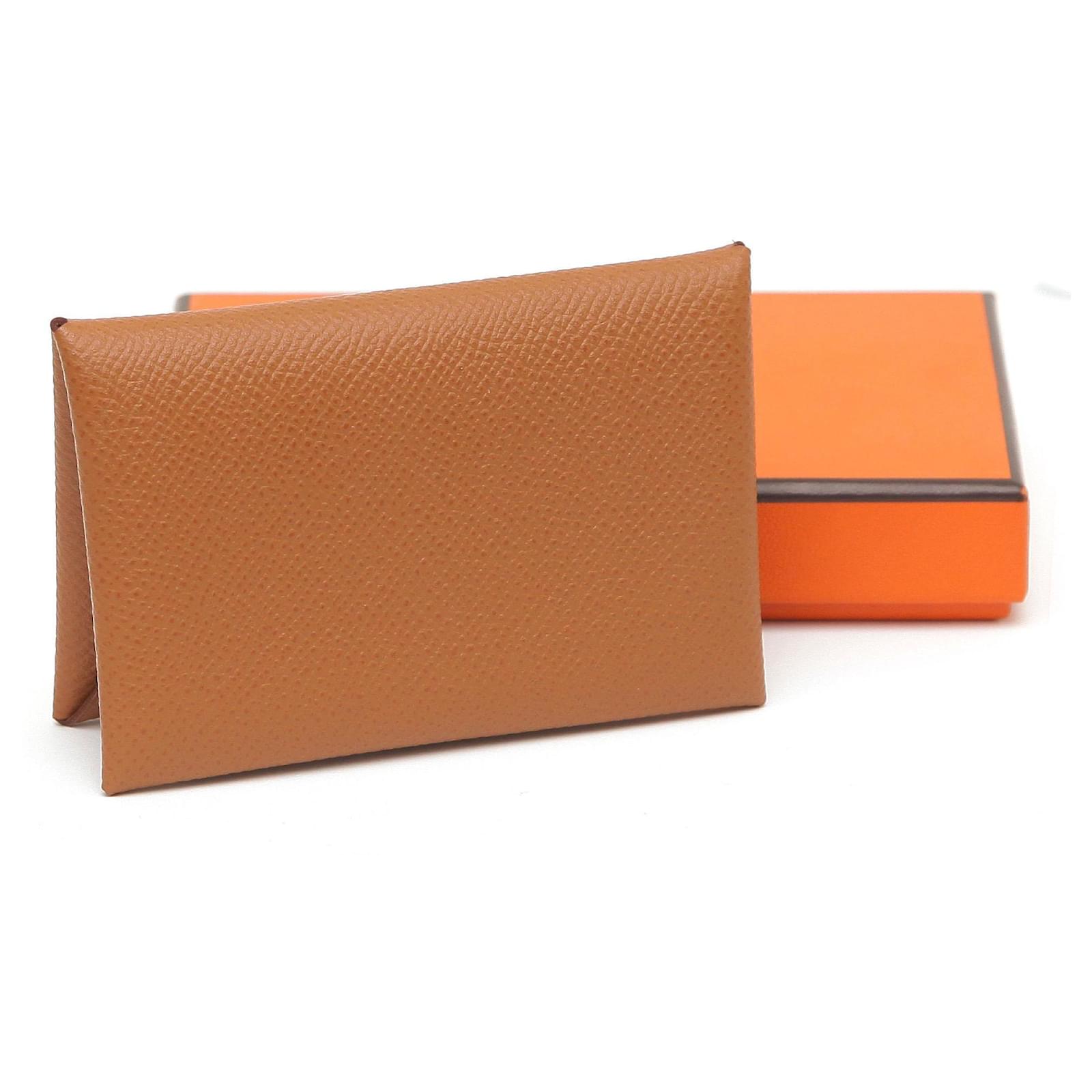 Hermès Hermes Hermes Epsom Leather Calvi Card Holder Case Wallet Gold  Caramel Brown Nib ref.639391 - Joli Closet