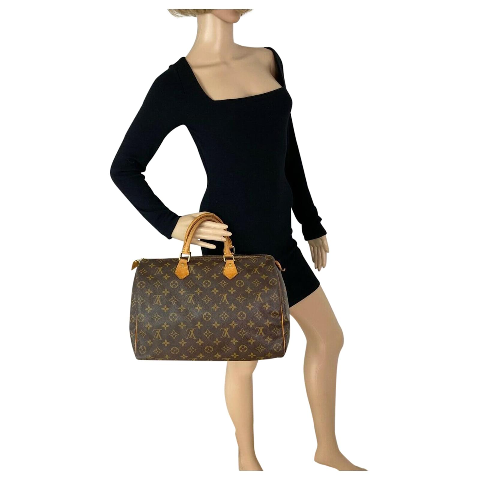 Louis Vuitton Monogram Canvas Speedy 35 Shoulder Bag Added Insert