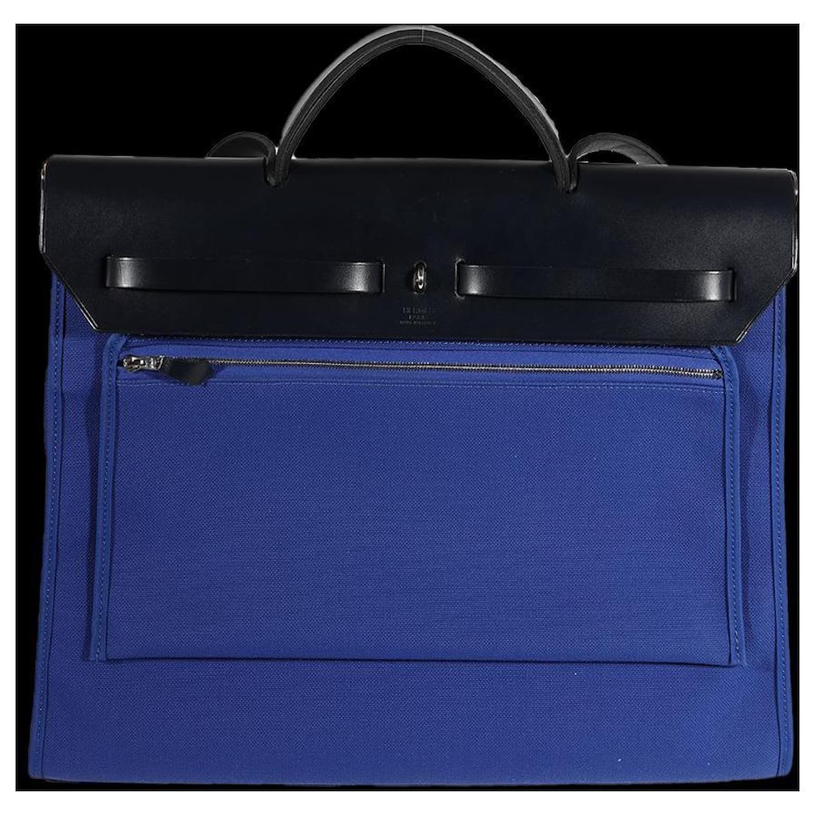 Hermès Hermes Bleu Electrique Toile & Bleu Indigo Vache Hunter Herbag Zip  39 Phw Blue ref.639478 - Joli Closet