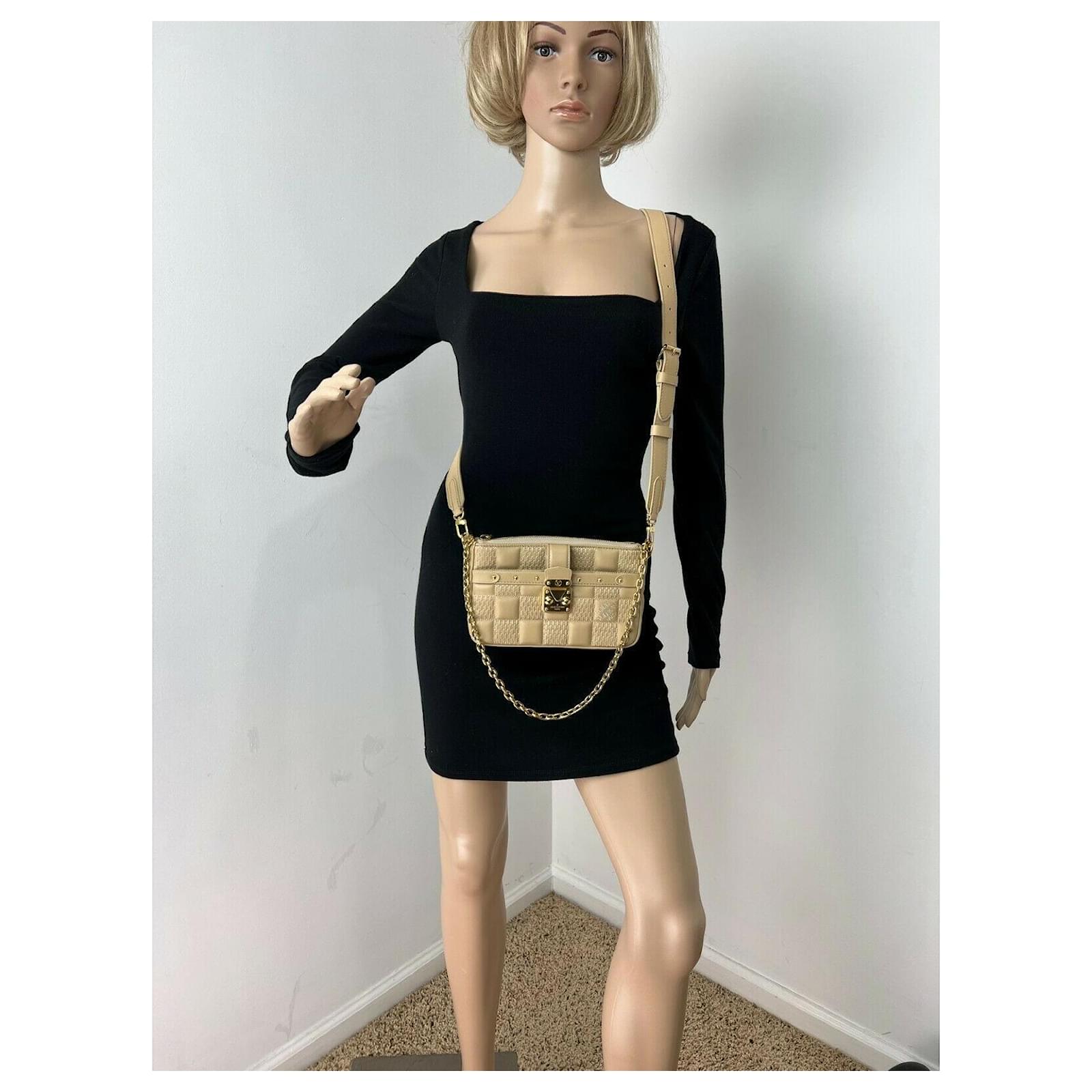 Louis Vuitton Pochette Troca Bag Damier Quilt Lamb Leather With Gold C –  EliteLaza