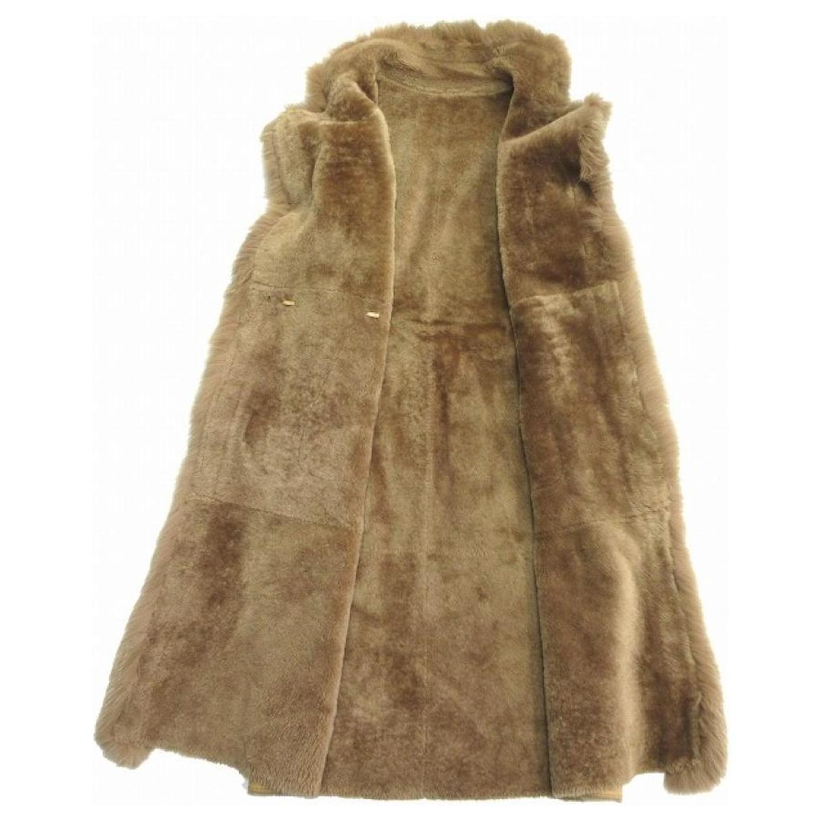 Loewe vintage LOEWE fox fur mouton coat lamb leather sheep leather fur long  jacket blouson old vintage archive 38 brown brown ladies Lambskin  ref.639940 - Joli Closet