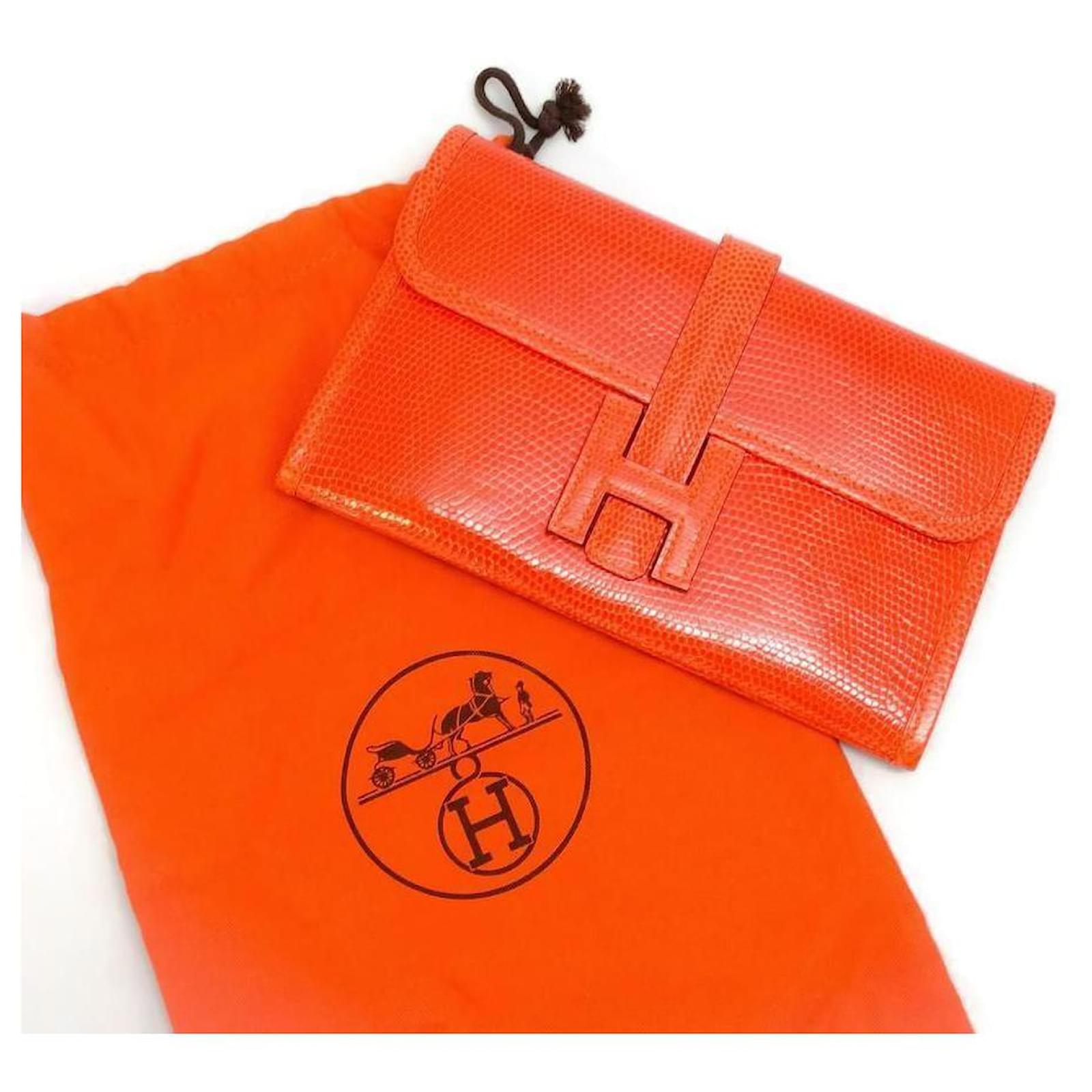 Mini Jige Orange Lizard Clutch by Hermes