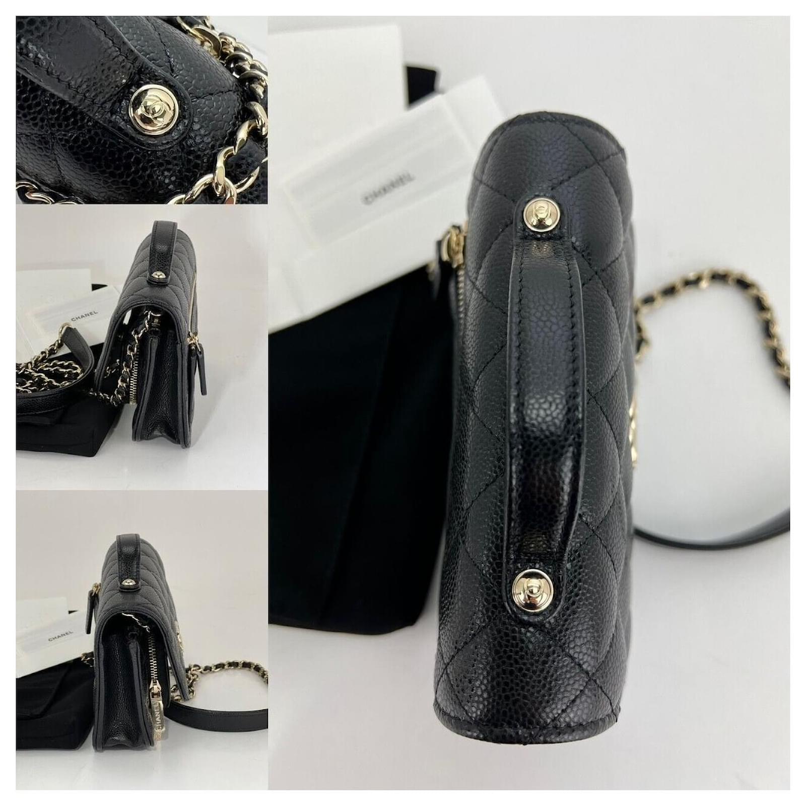 Chanel Crossbody Business Affinity Black Quilted Caviar Mini Woc Clutch Bag  B524 Leather ref.641301 - Joli Closet