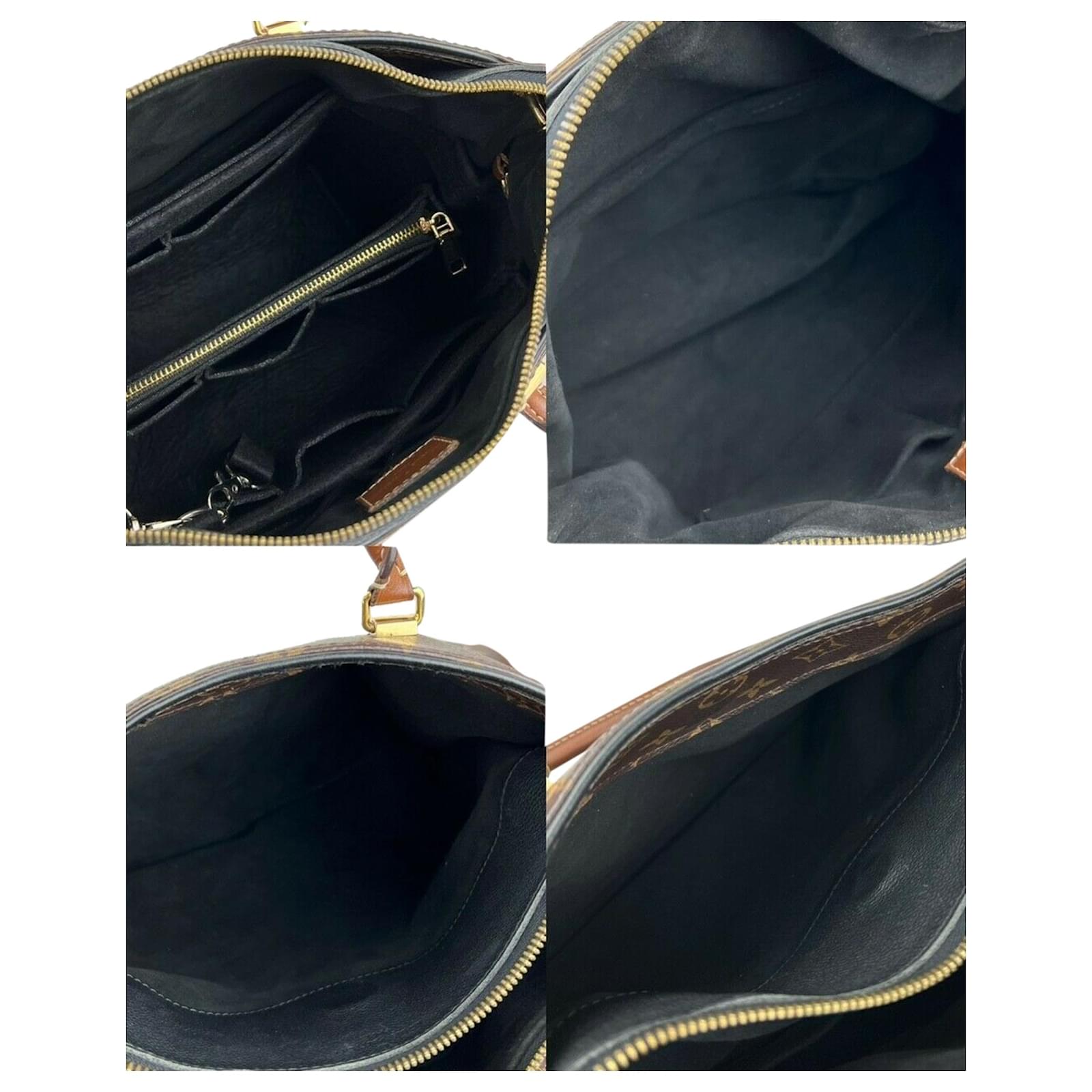 Louis Vuitton Brown Monogram Pallas MM Black Leather Cloth Pony