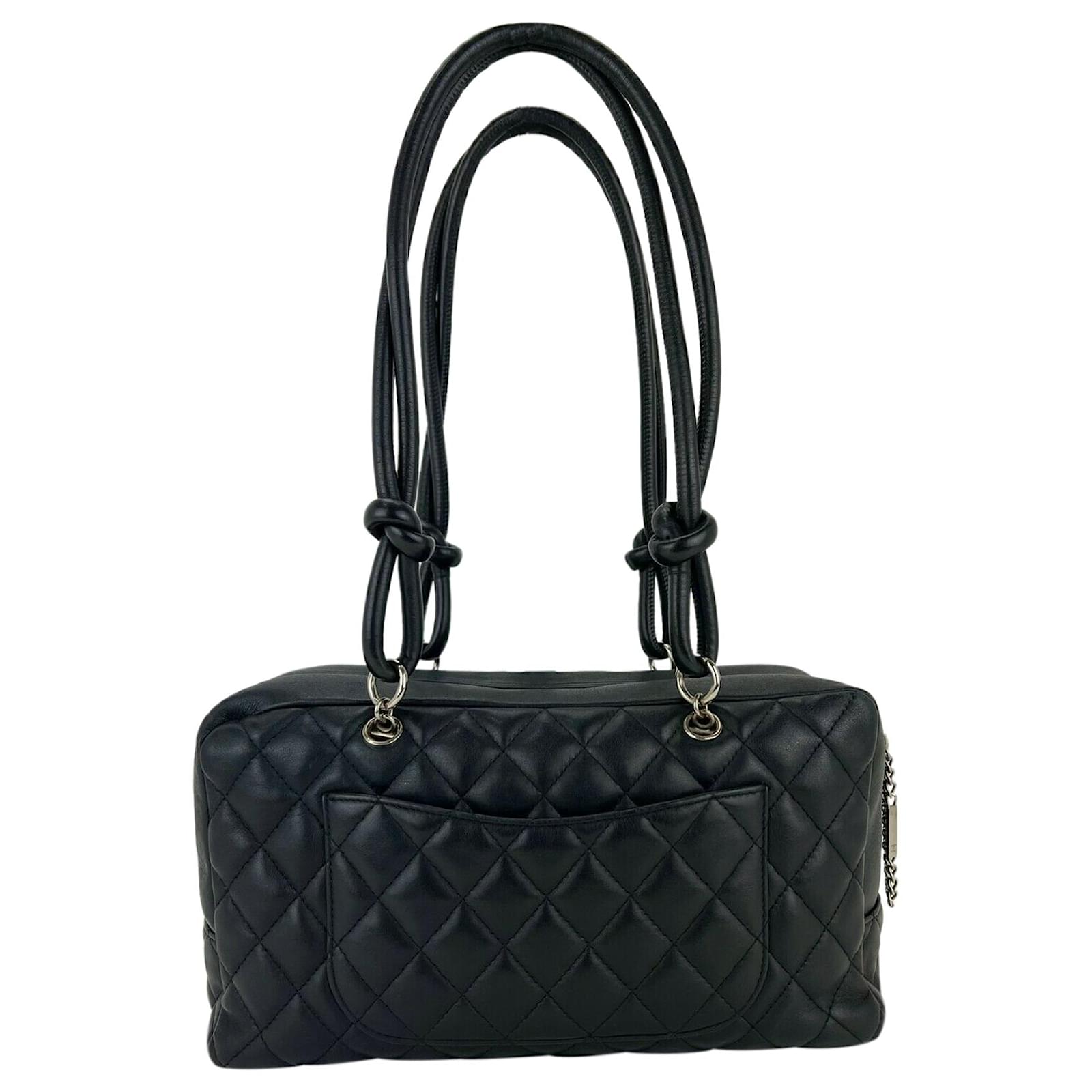Chanel Handbag Large Cc Cambon Quilted Black Leather Bowler