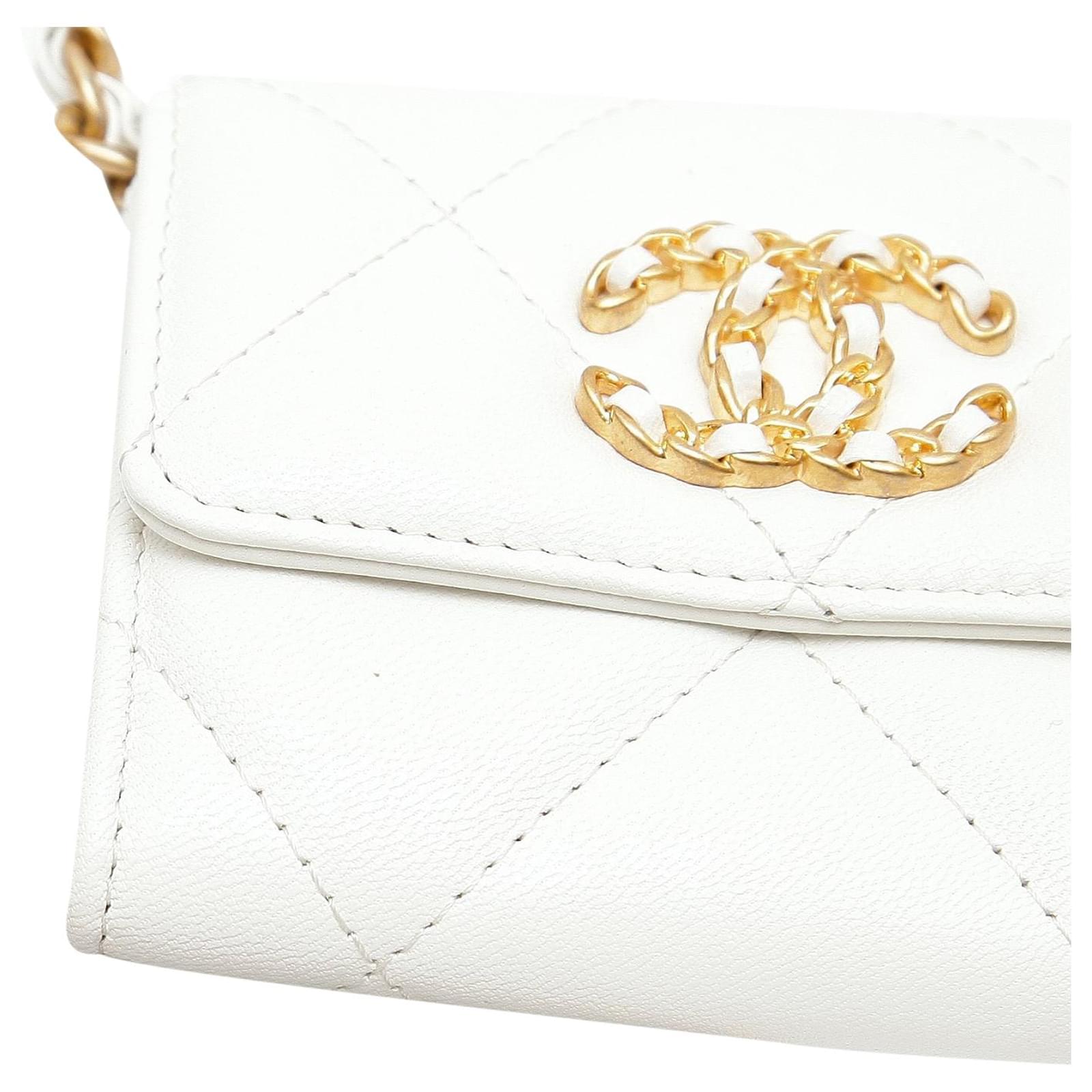 Buy Pre-Owned Chanel 19 Coin Flap Bag White Quilted Leather