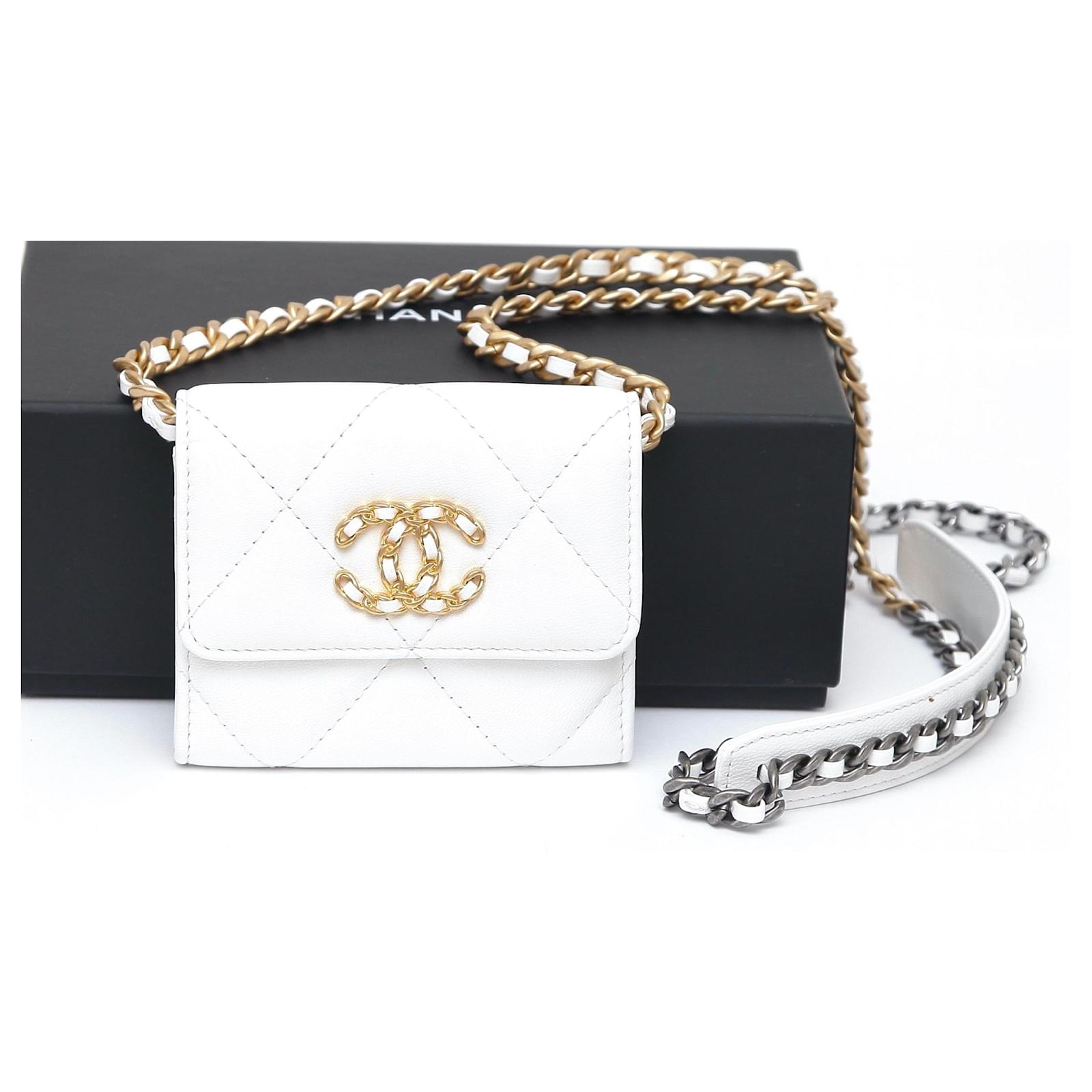 Chanel Chanel White Quilted Leather Mini 19 O-coin Purse Wallet Chain  Cardholder Bag