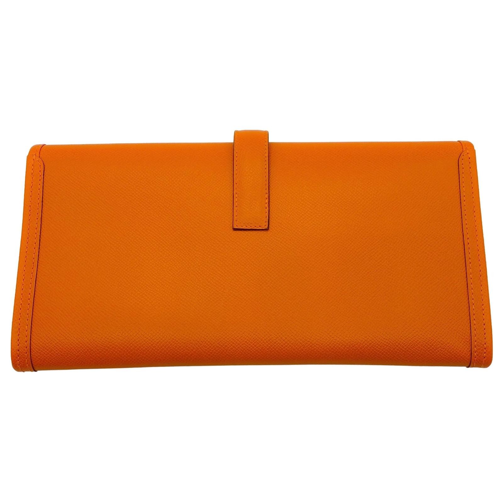Hermès Hermes Jige 29 Orange Leather Clutch ref.641649 - Joli Closet