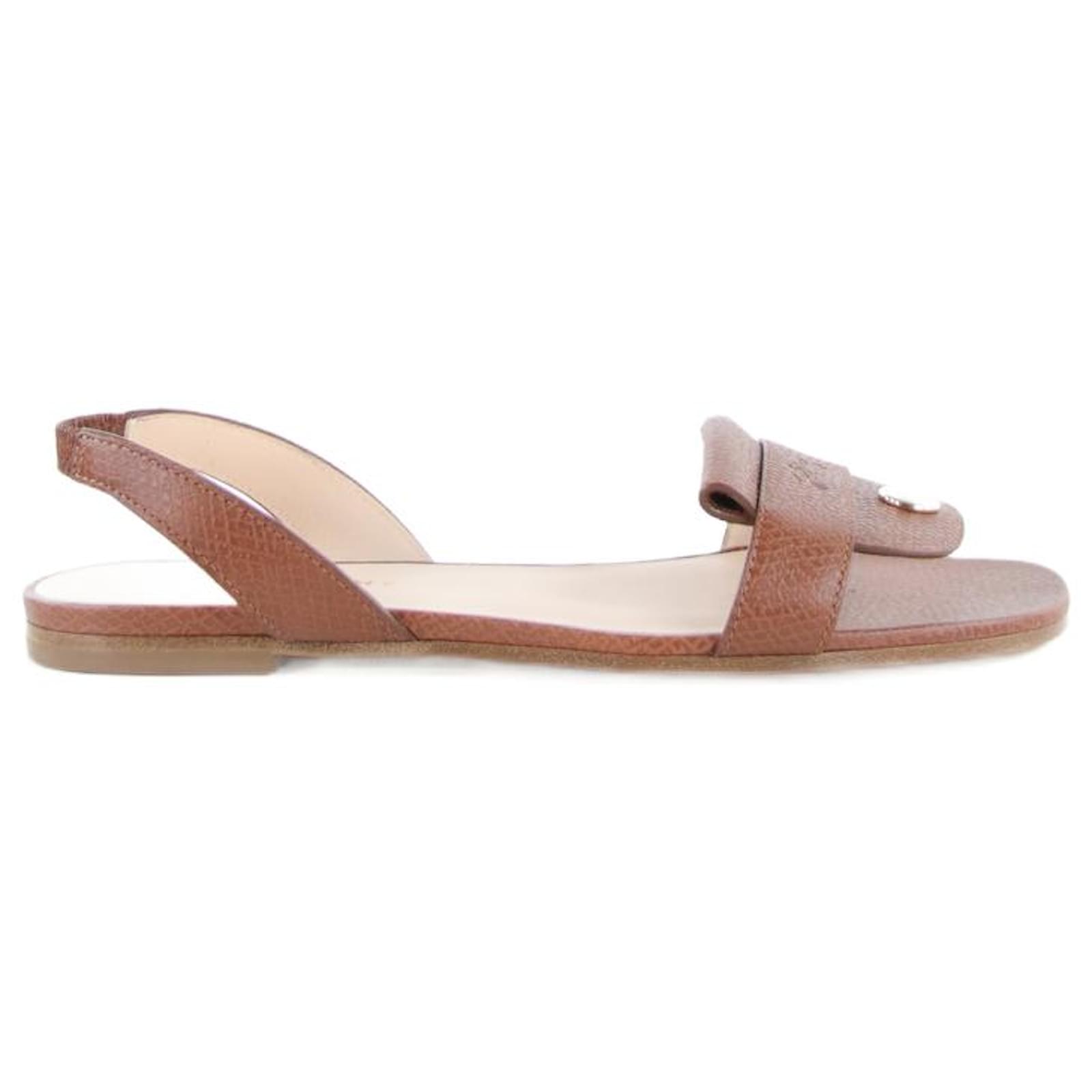 Longchamp sandals 37 Brown Leather ref.643632 - Joli Closet