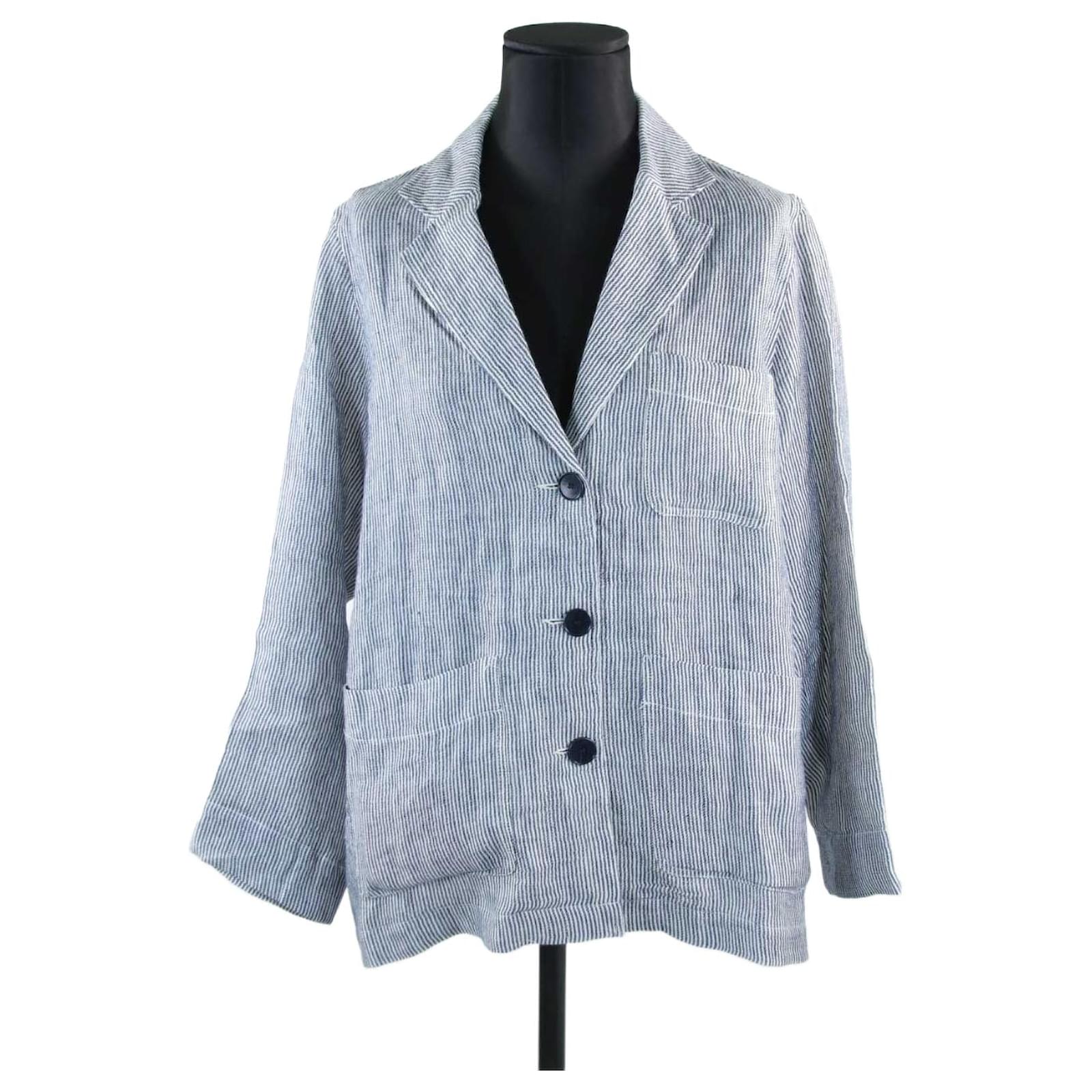 Gerard Darel Jacket 44 Blue Linen ref.644327 - Joli Closet