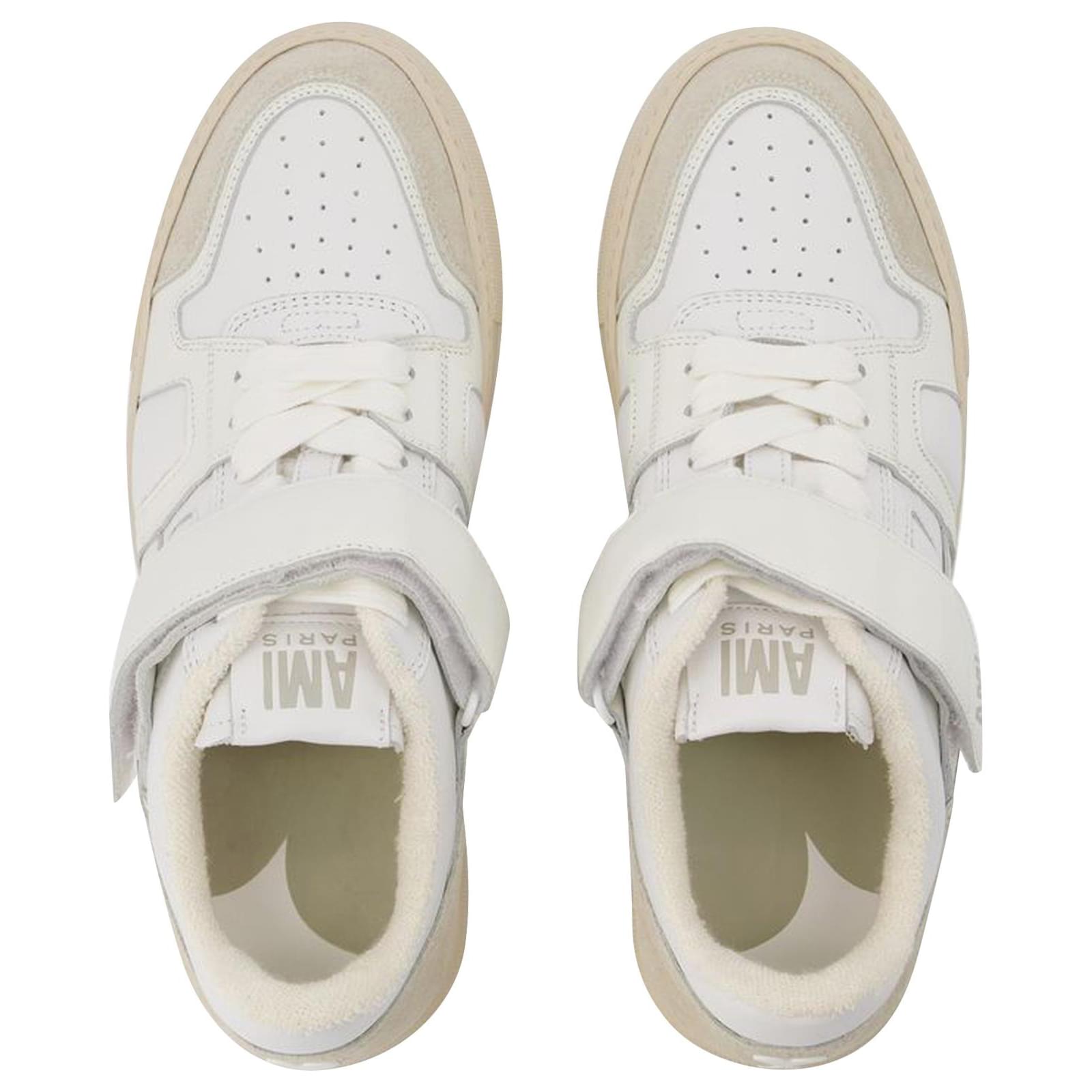 Ami Low-Top ADC Sneakers in White/Multi Leather Python print