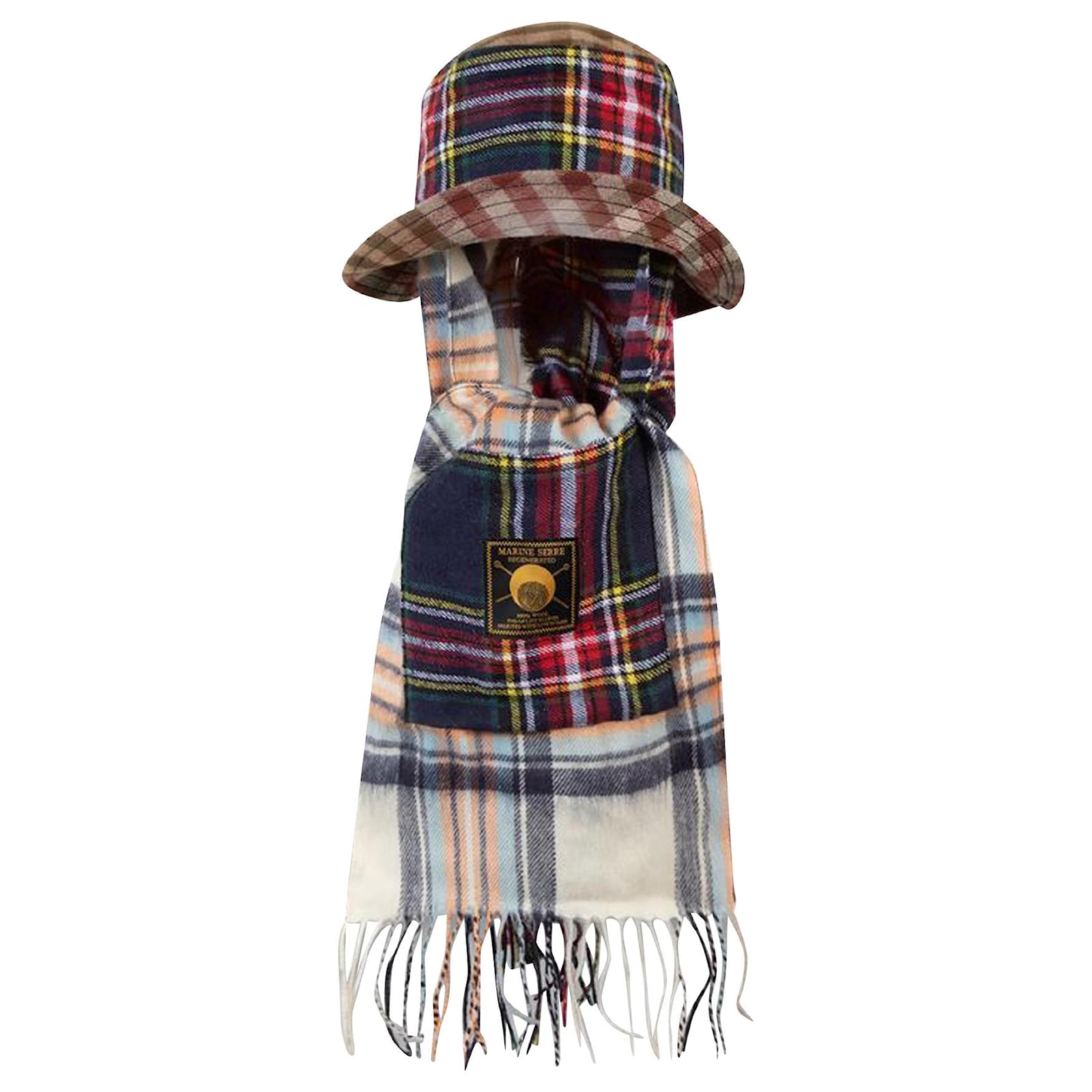 Marine Serre Clashing Tartans BucketScarf Hat Blue ref.648016 Joli Closet