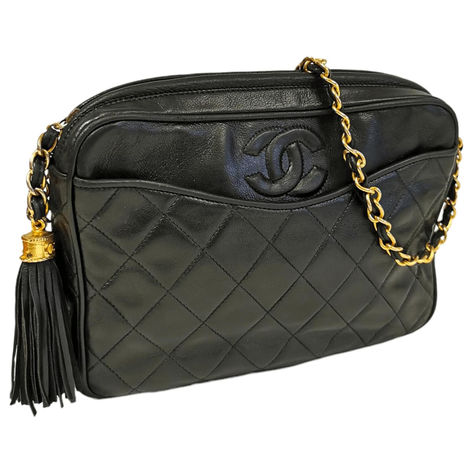 【美品】CHANELバッグ Chanel 1986-1988 Black Satin Mini Classic Square Flap Shoulder Bag