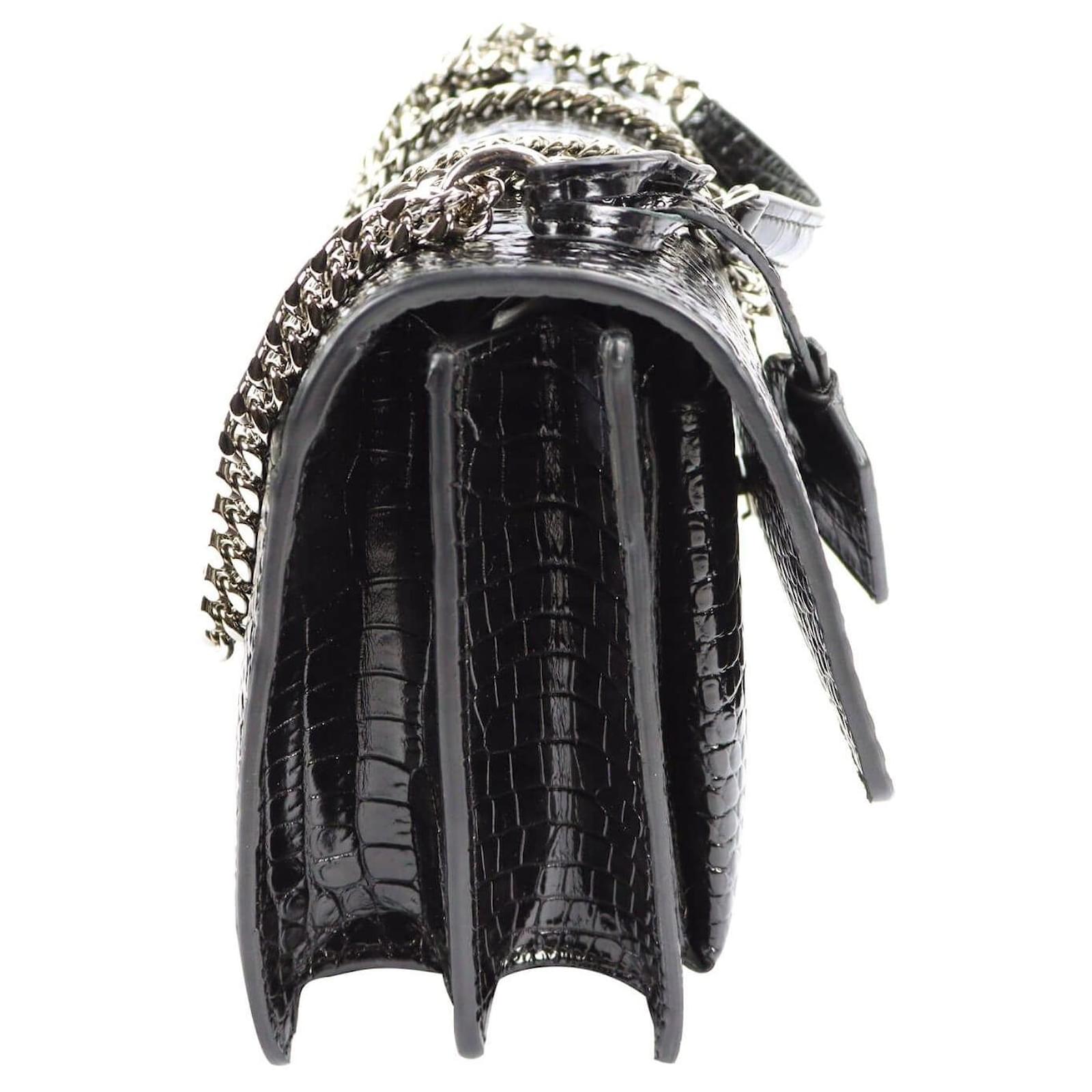 Yves Saint Laurent Sunset Medium Cuir Emboss?� Croco Noir ref.648883 - Joli Closet