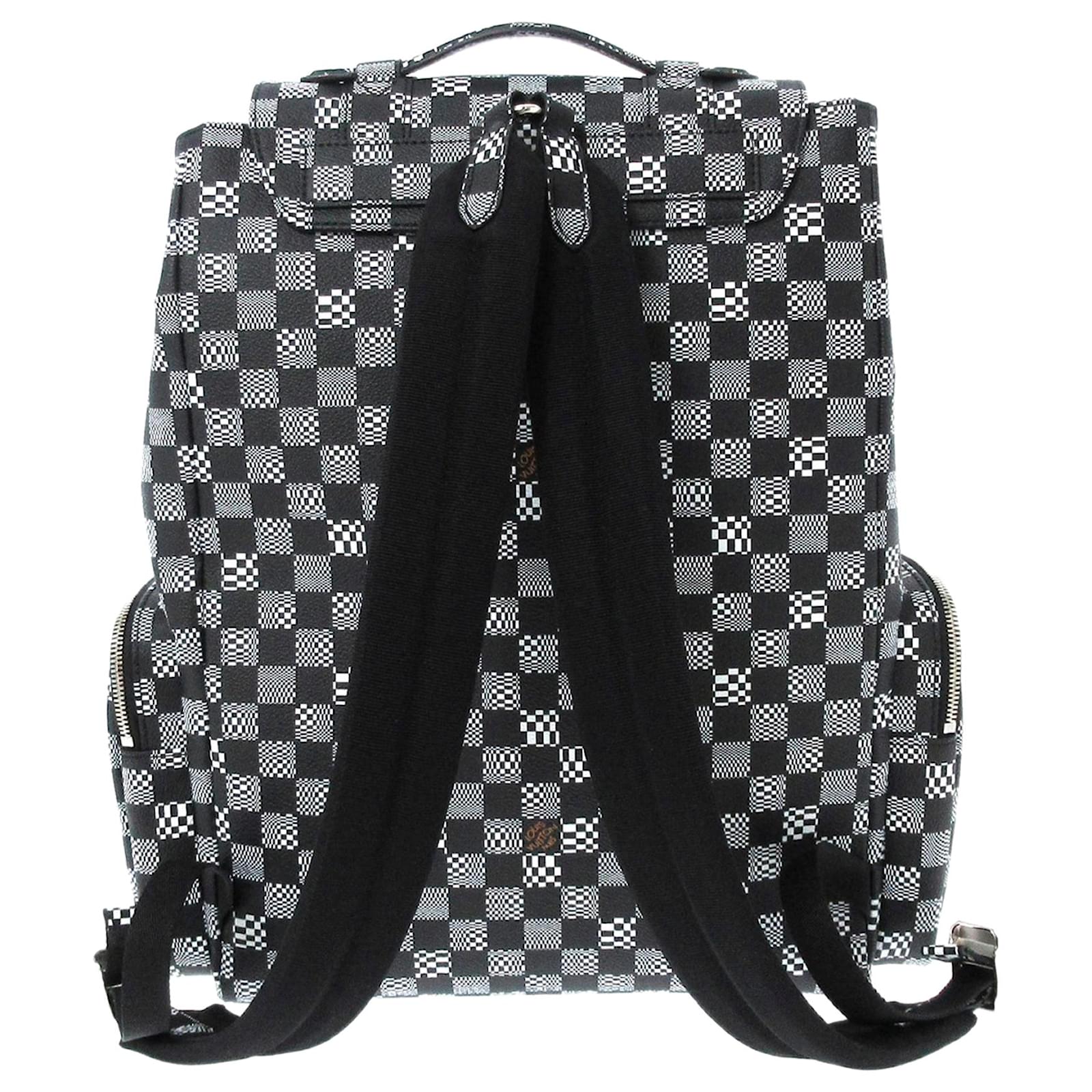 Louis Vuitton Black Distorted Damier Christopher Backpack White