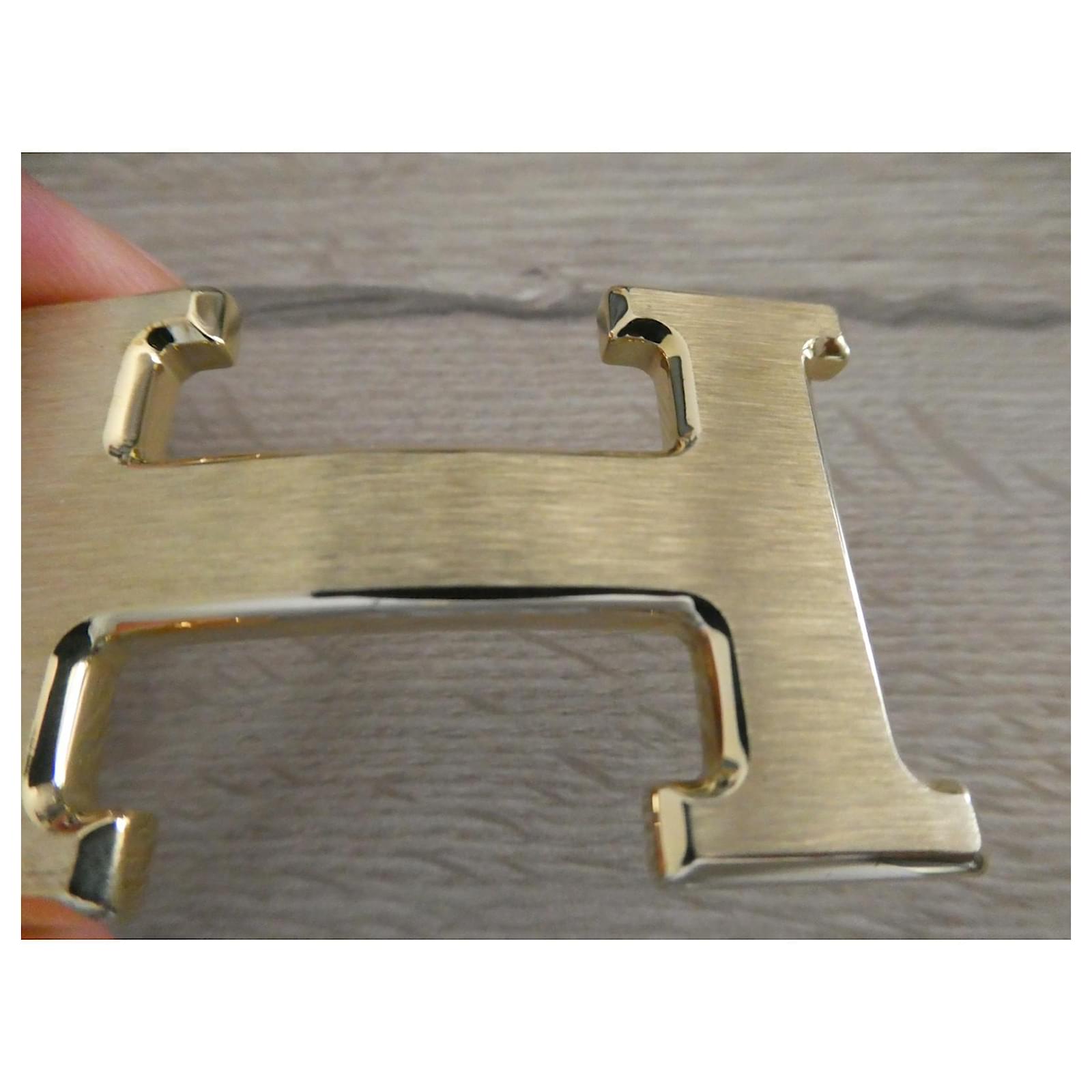 Hermès belt buckle 5382 brushed gold metal 32MM Gold hardware Steel ref