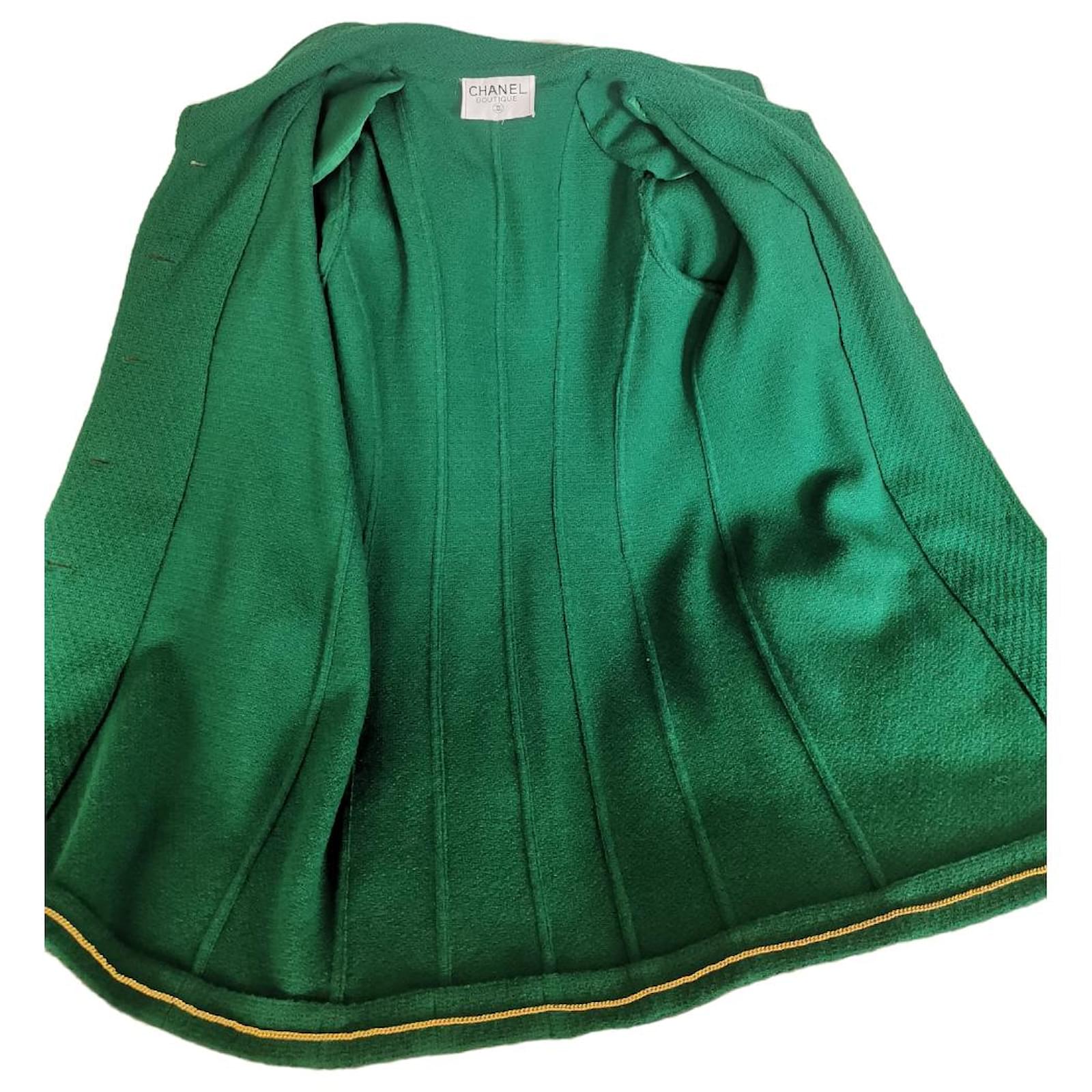 Chanel Tweed Jacket Green Ref 649945 Joli Closet chanel-tweed-jacket-green-ref-649945-joli-closet