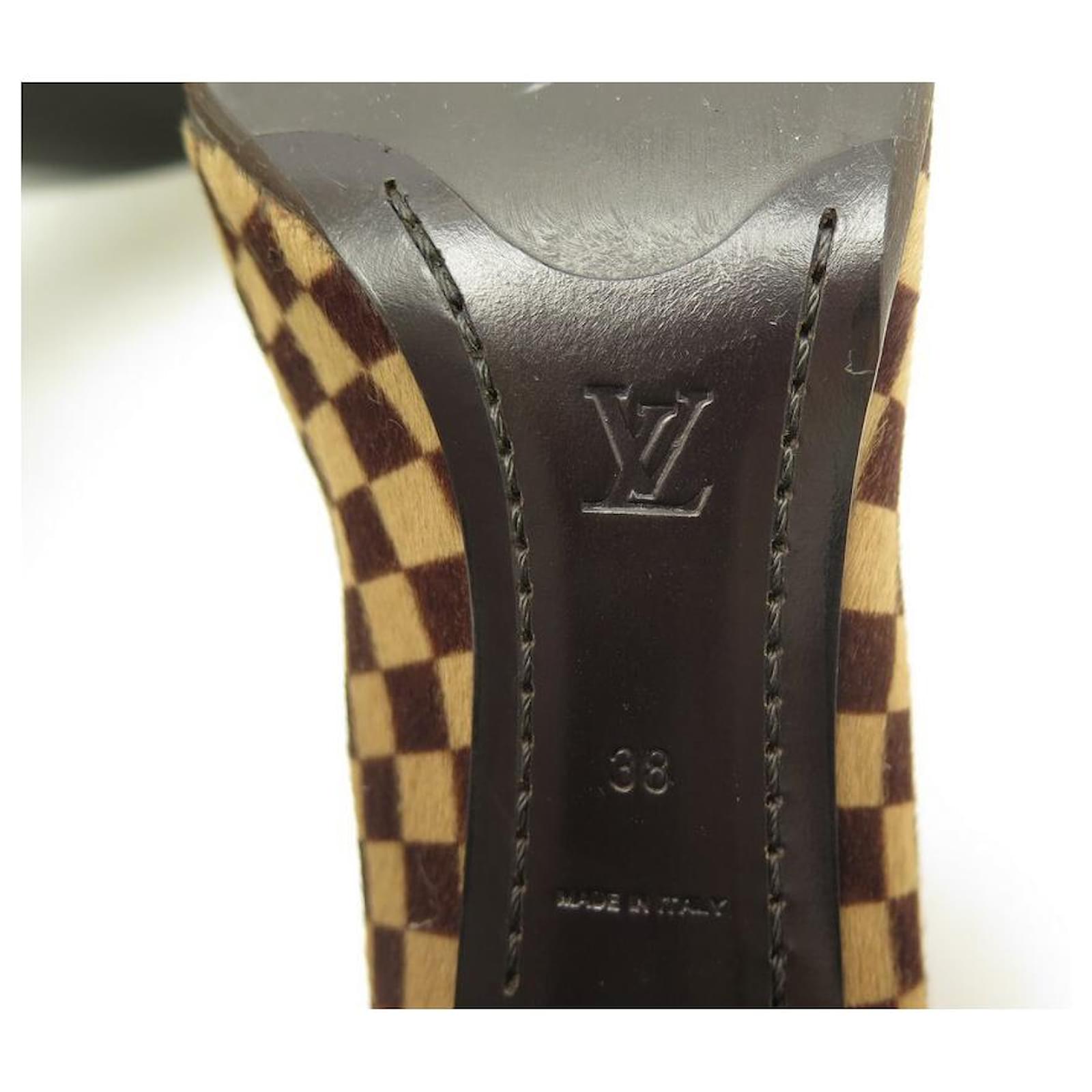NEW LOUIS VUITTON SHOES DAMIER PUMPS 38 IN BROWN PONY SHOES Pony