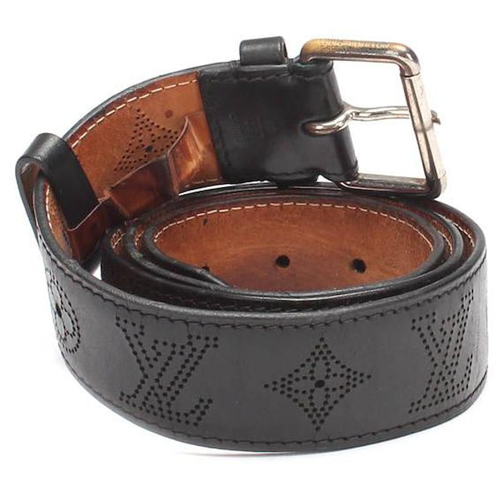 Louis Vuitton Monogram Perforated Leather Belt Black Pony-style calfskin  ref.650267 - Joli Closet