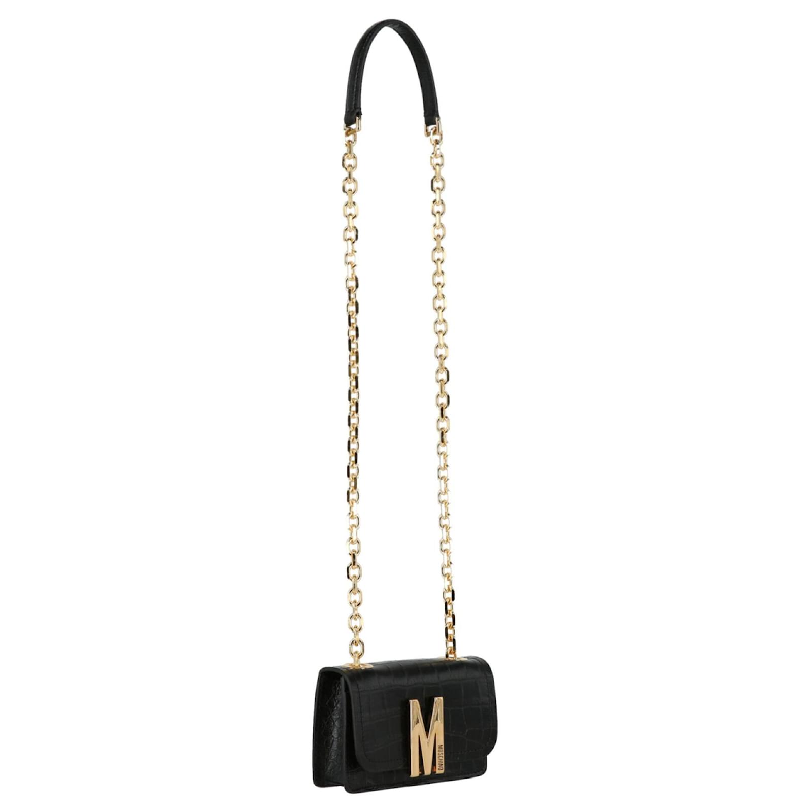 Moschino Croc-Embossed Leather Crossbody Bag Black ref.651291 - Joli Closet
