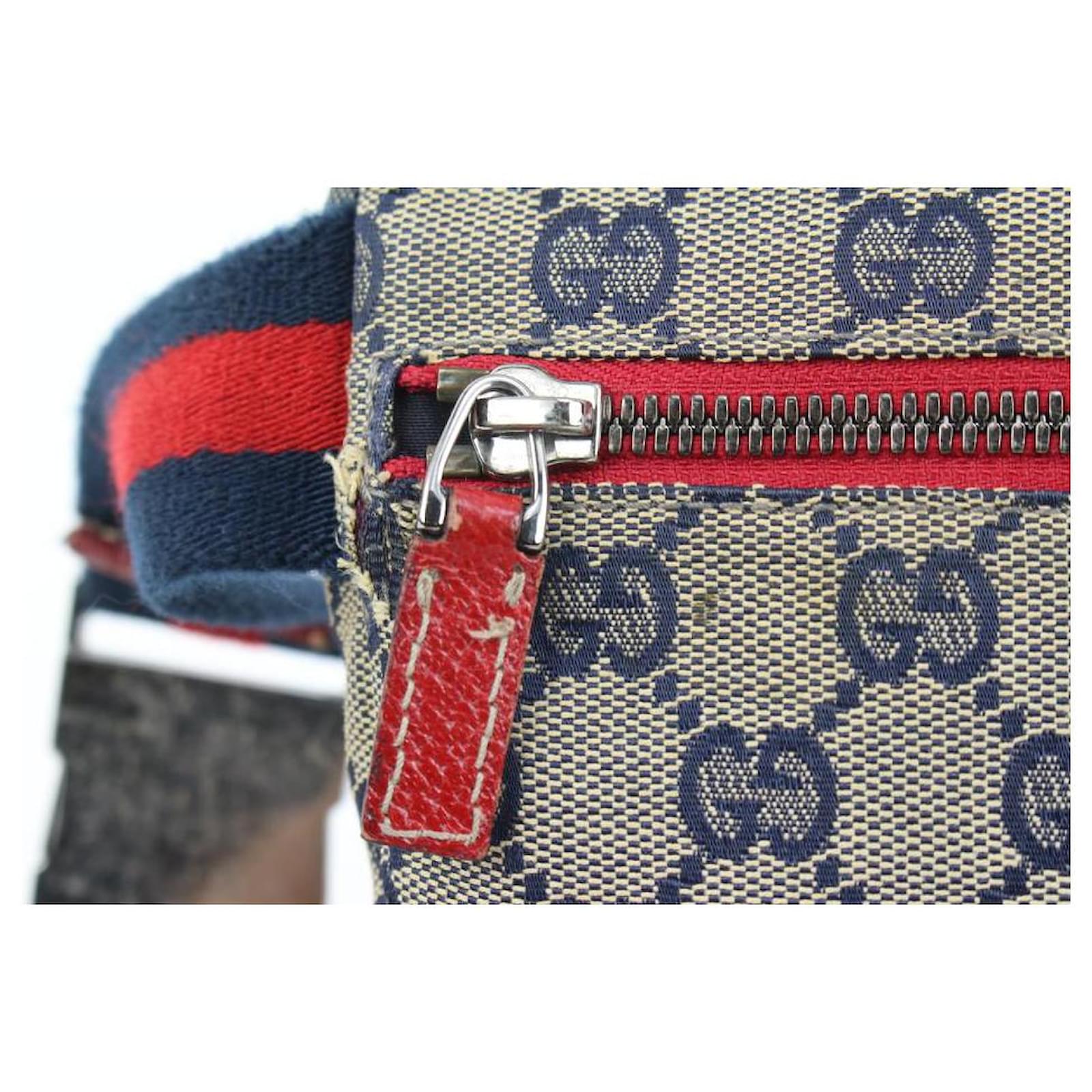 Gucci Red x Navy Monogram GG Belt Bag Waist Pouch Fanny Pack Leather  ref.652036 - Joli Closet