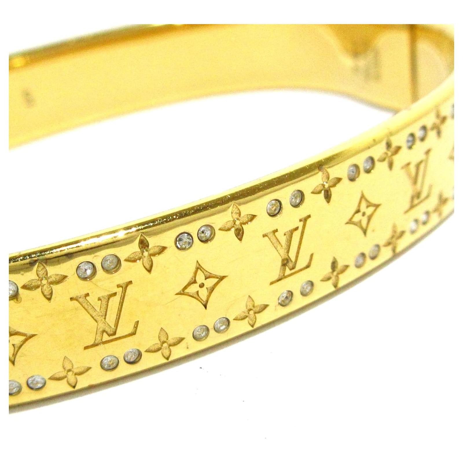 Louis Vuitton BRACELET NANOGRAM STRASS Golden Metal ref.652485 Joli
