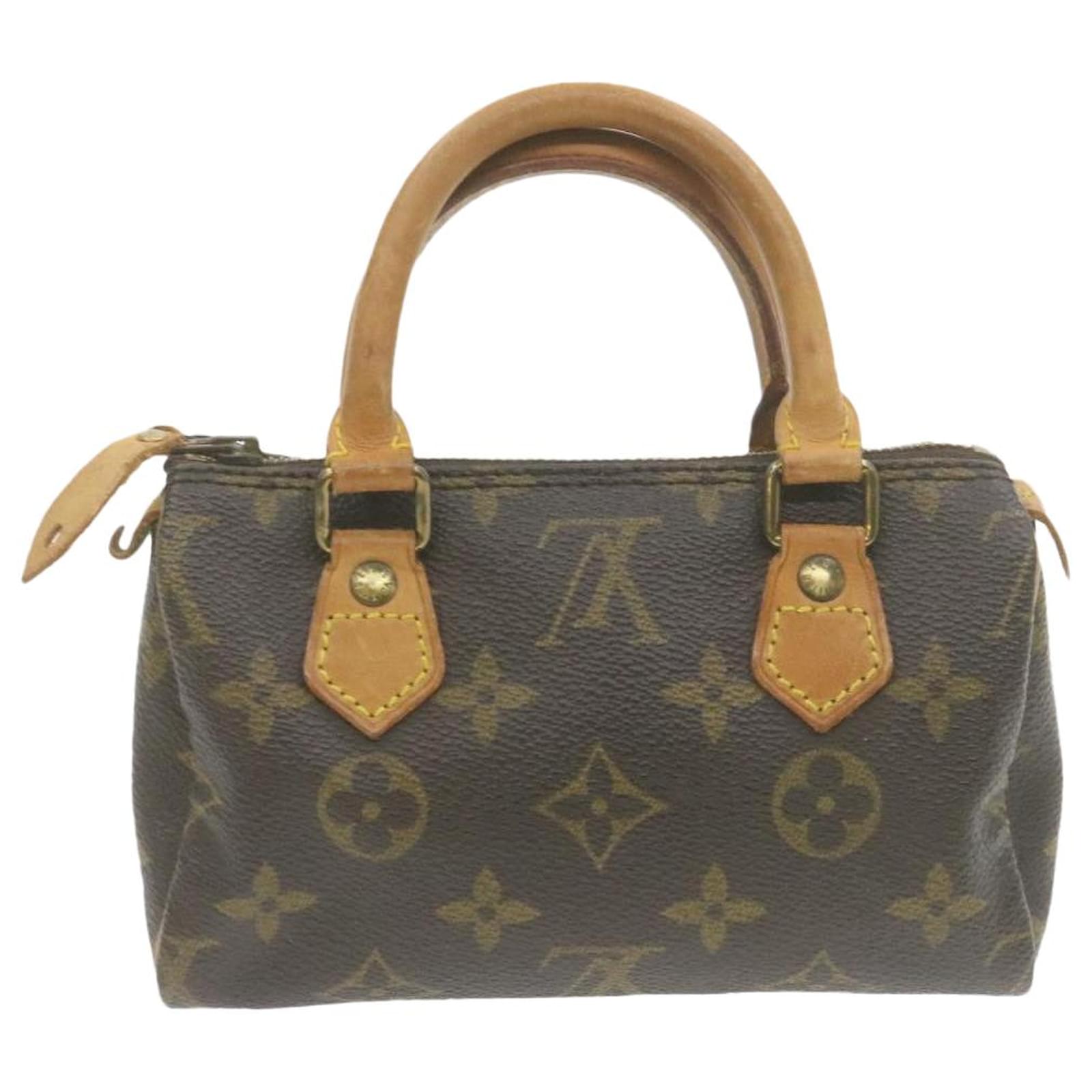 Louis Vuitton Monogram Mini speedy Leather Fabric Brown 2WAY Handbag 560