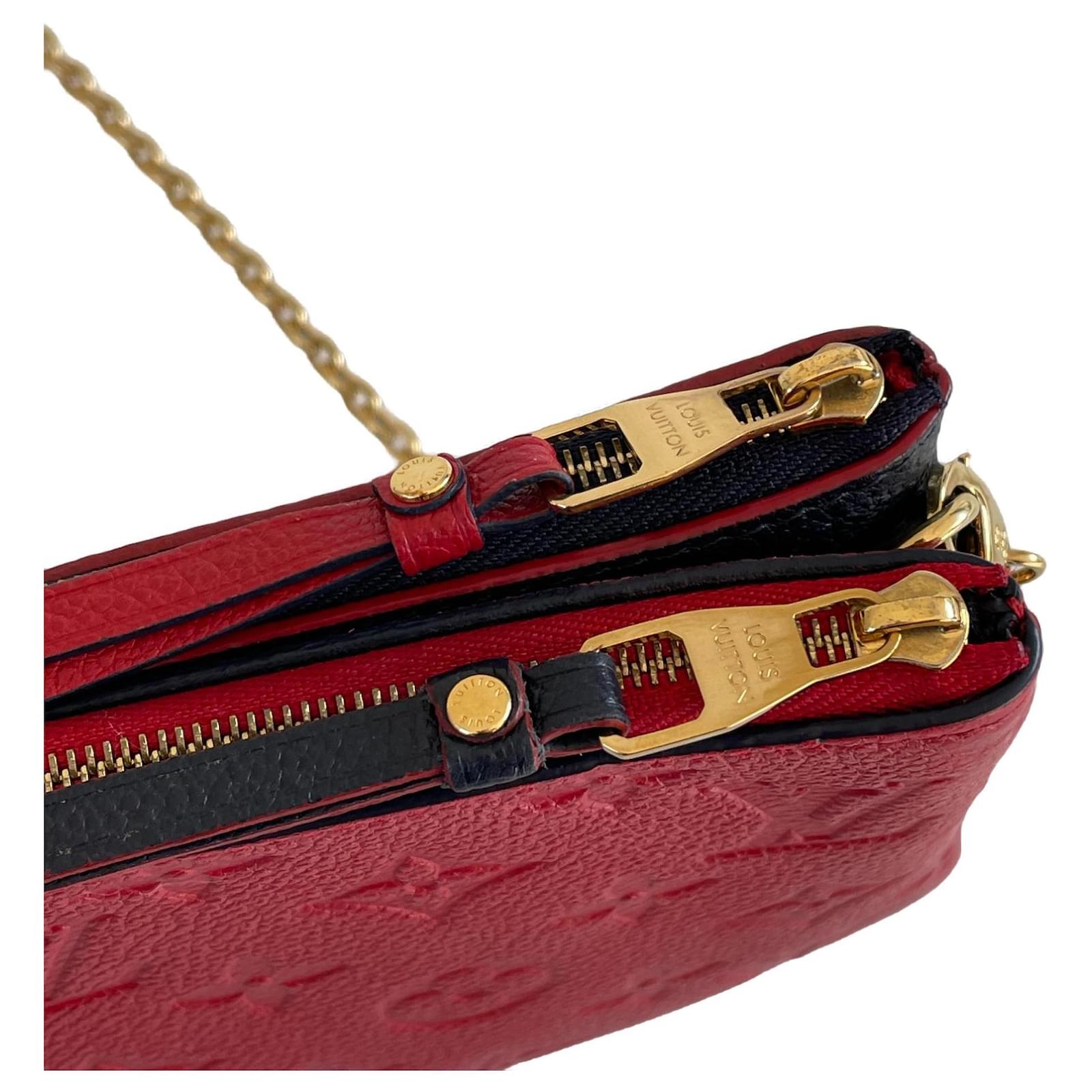 Louis Vuitton lined zip pochette marine rouge navy red crossbody