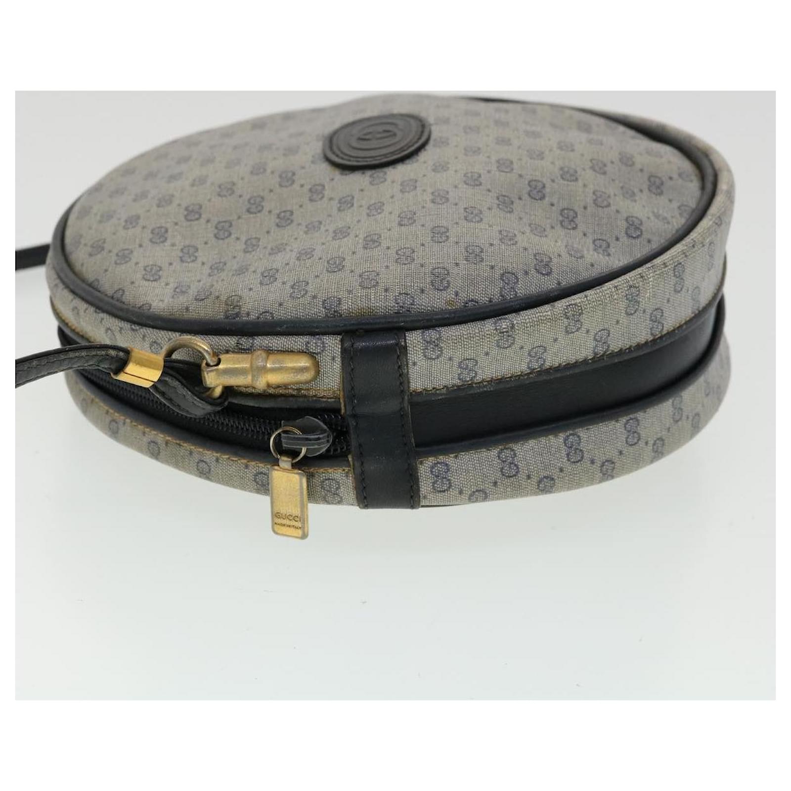 Vintage GUCCI Micro GG Monogram Oval Gray/Navy Shoulder Crossbody Handbag