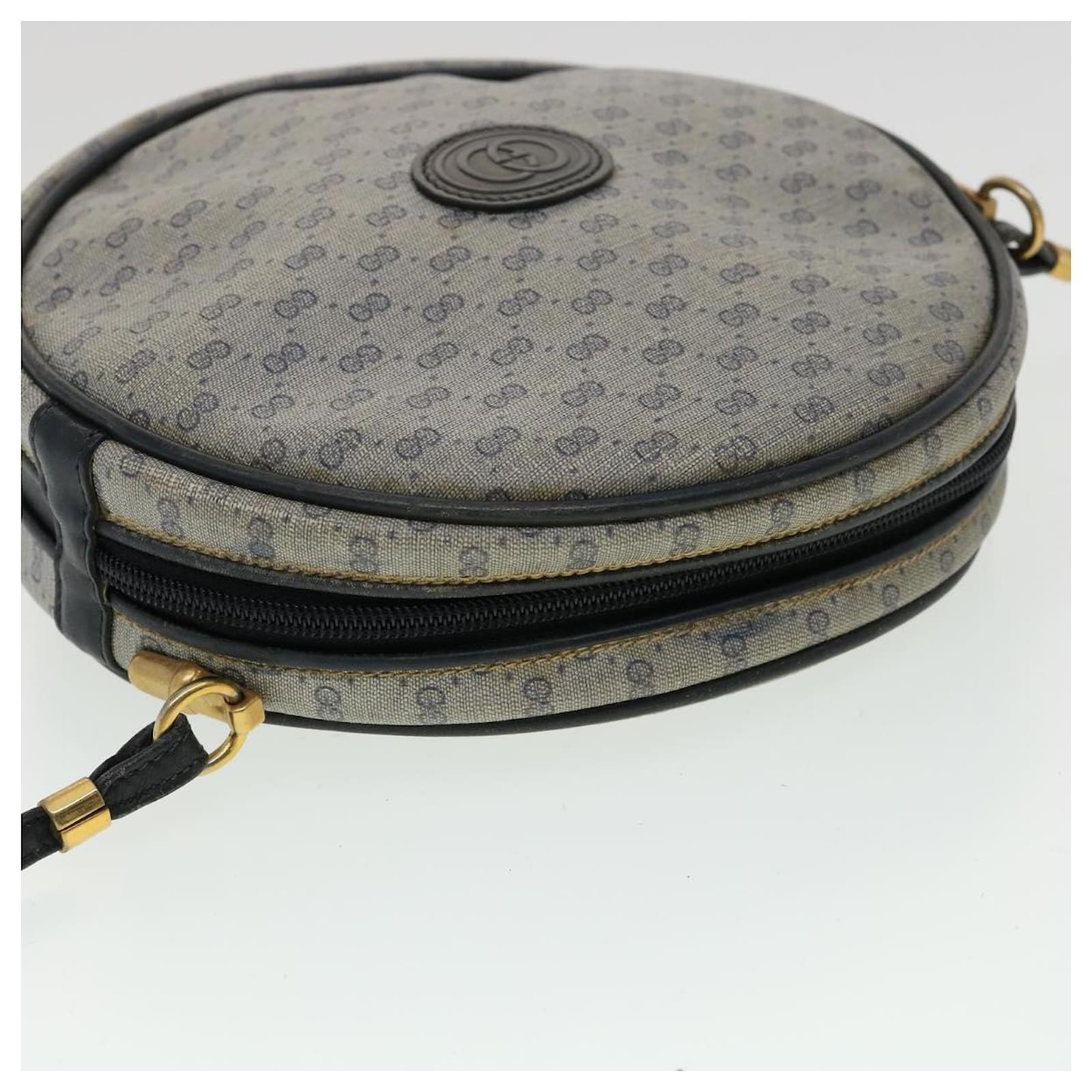 Vintage GUCCI Micro GG Monogram Oval Gray/Navy Shoulder Crossbody Handbag