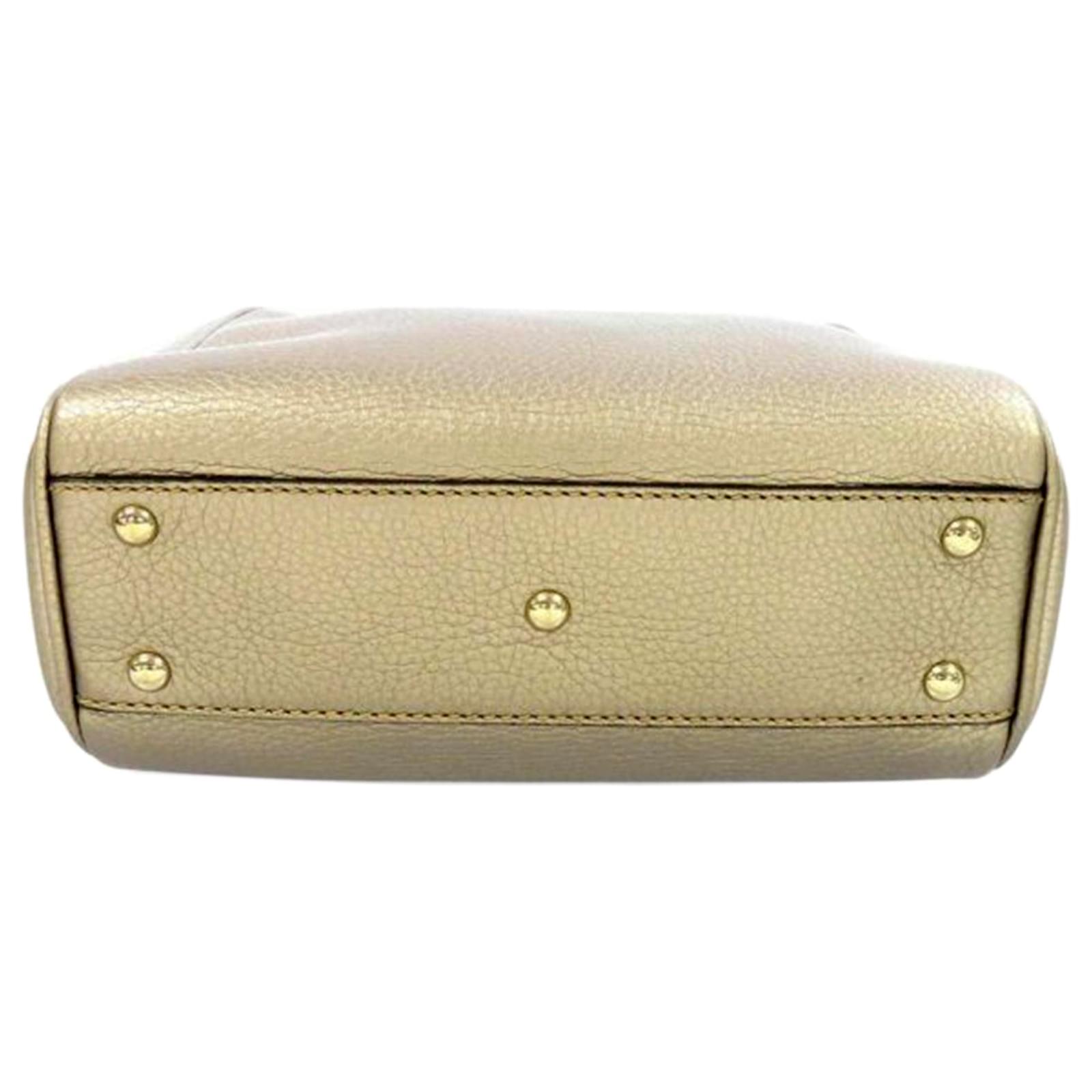 Gucci Gold Bamboo Shopper Mini Golden Leather Pony-style calfskin  ref.654591 - Joli Closet