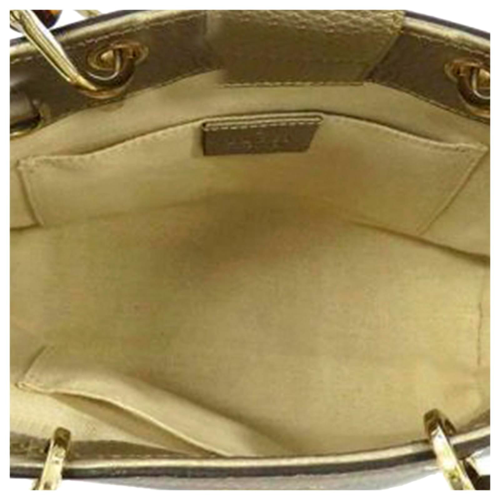 Gucci Gold Bamboo Shopper Mini Golden Leather Pony-style calfskin  ref.654591 - Joli Closet