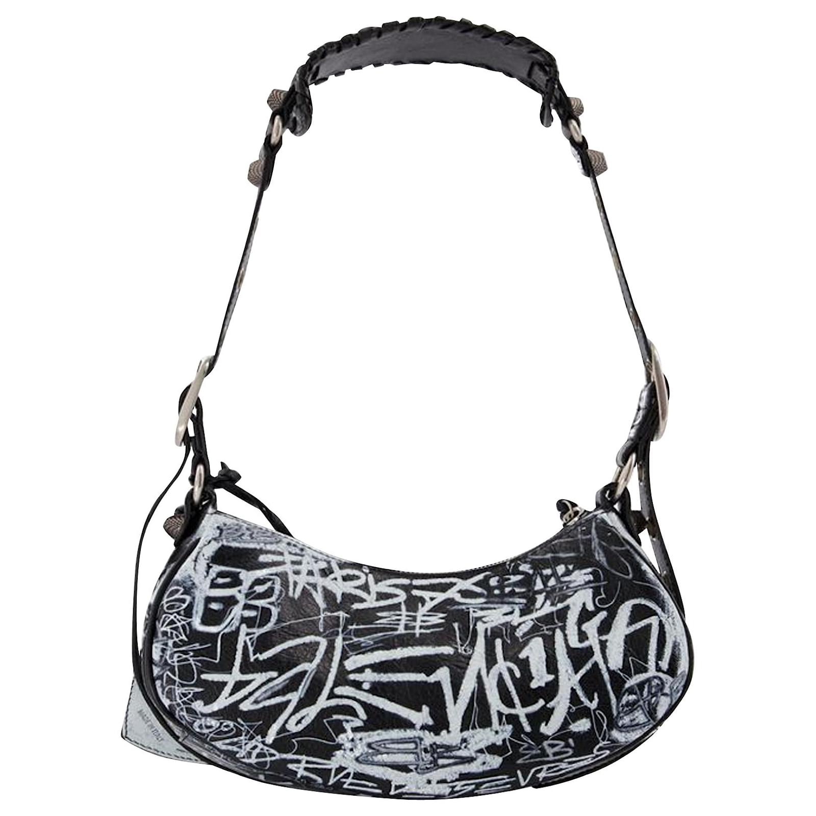 Le Cagole XS Graffiti Leather Shoulder Bag in Black - Balenciaga