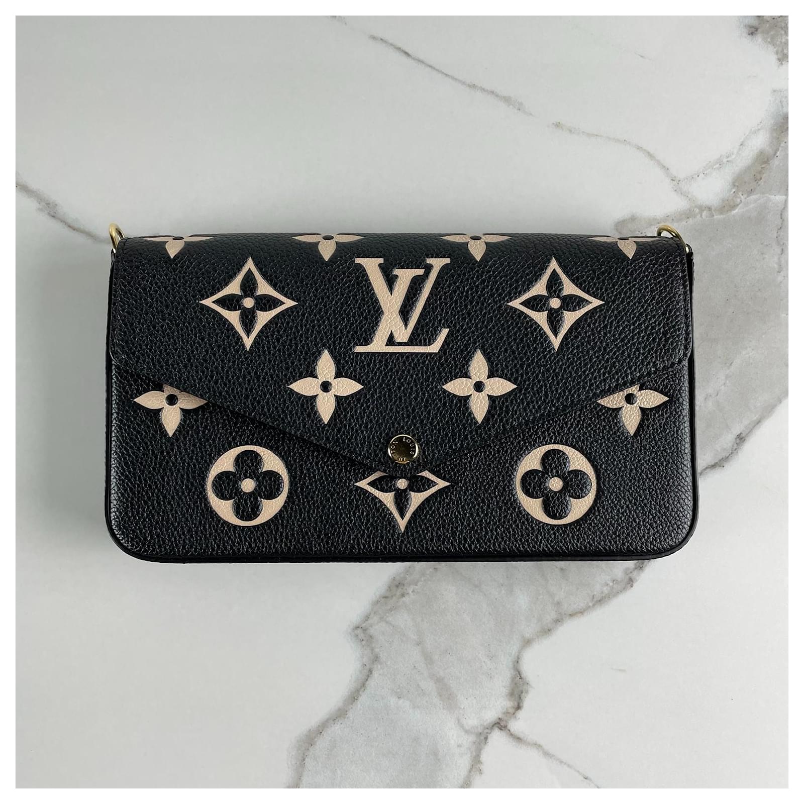 tas pouch Louis Vuitton Felicie Pochette GM Empriente Black Beige