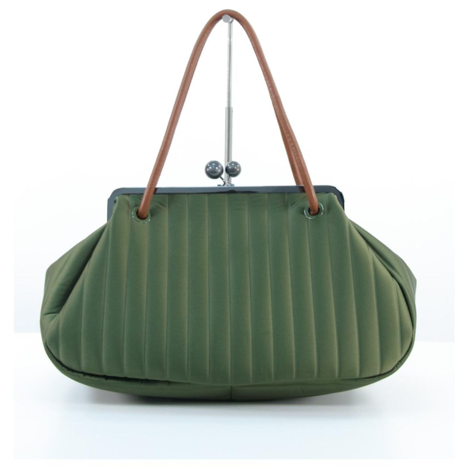 Sac à Main Vintage MAX MARA En Toile - Couleur Marron Foncé - Porté épaule - Très Bon état Occasion