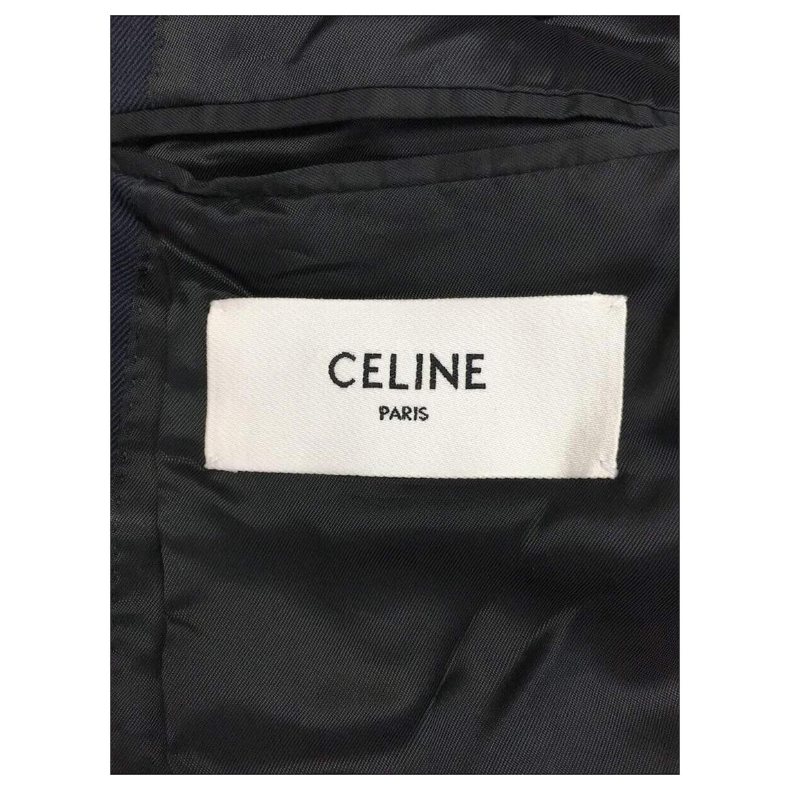 Céline ** CELINE Celine/ tailored jacket lined-breasted long blazer ...