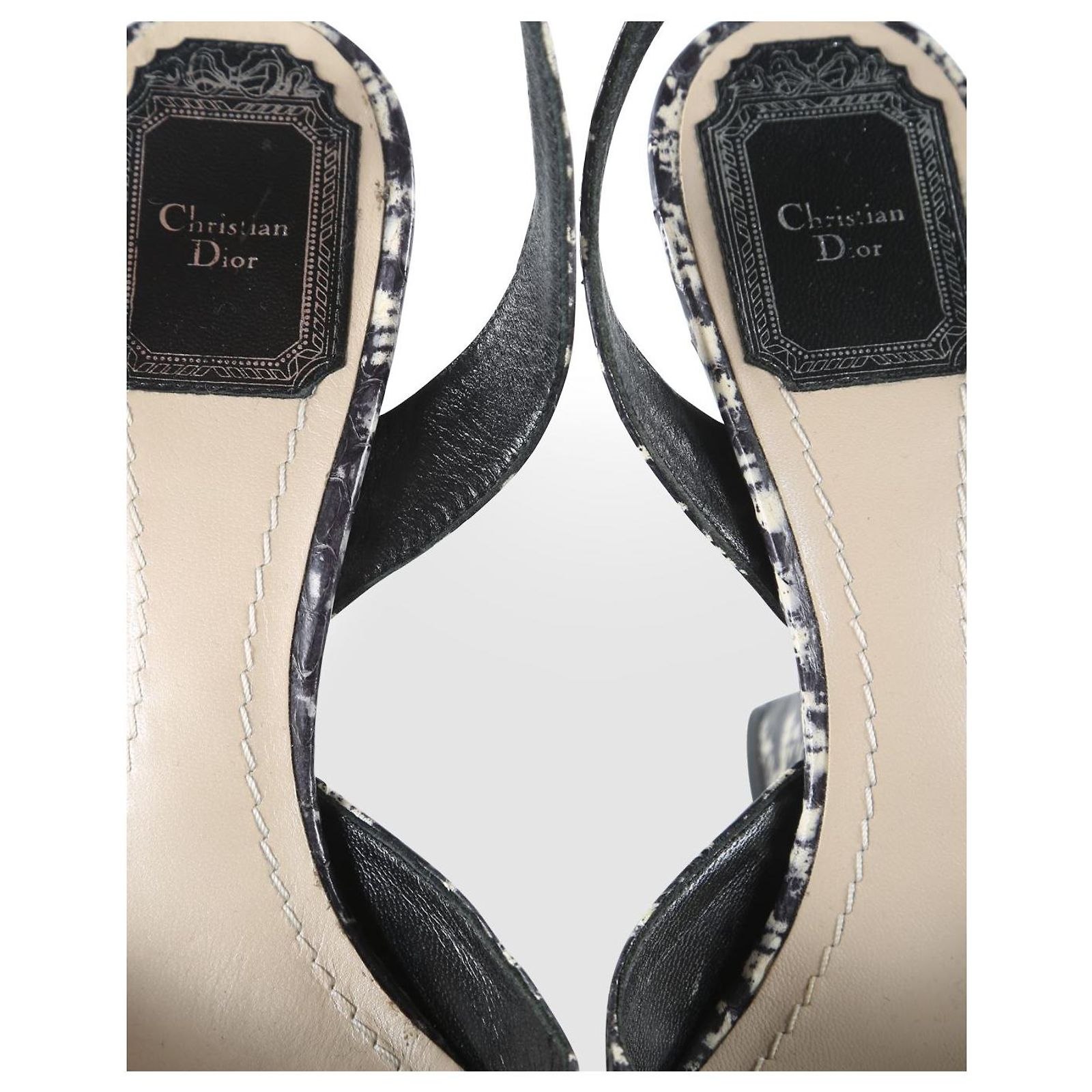 Christian Dior Black And White Python Pointy Pumps Leather ref.656167 ...
