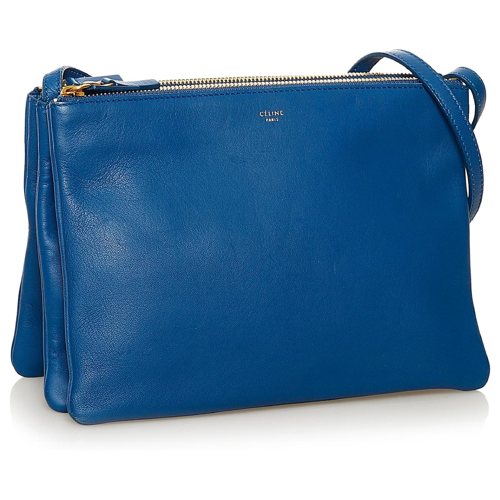 Céline Celine Blue Small Trio Crossbody Leather Pony-style