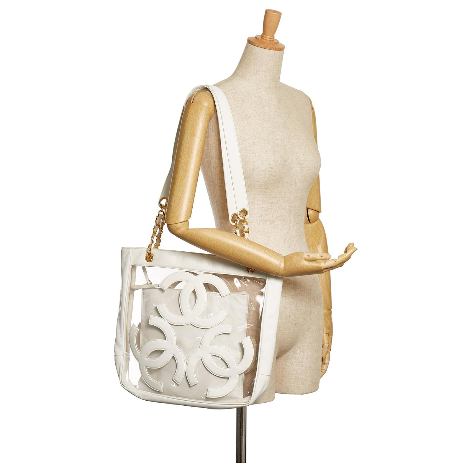 Chanel White PVC Triple CC Tote Bag Plastic ref.656422 - Joli Closet