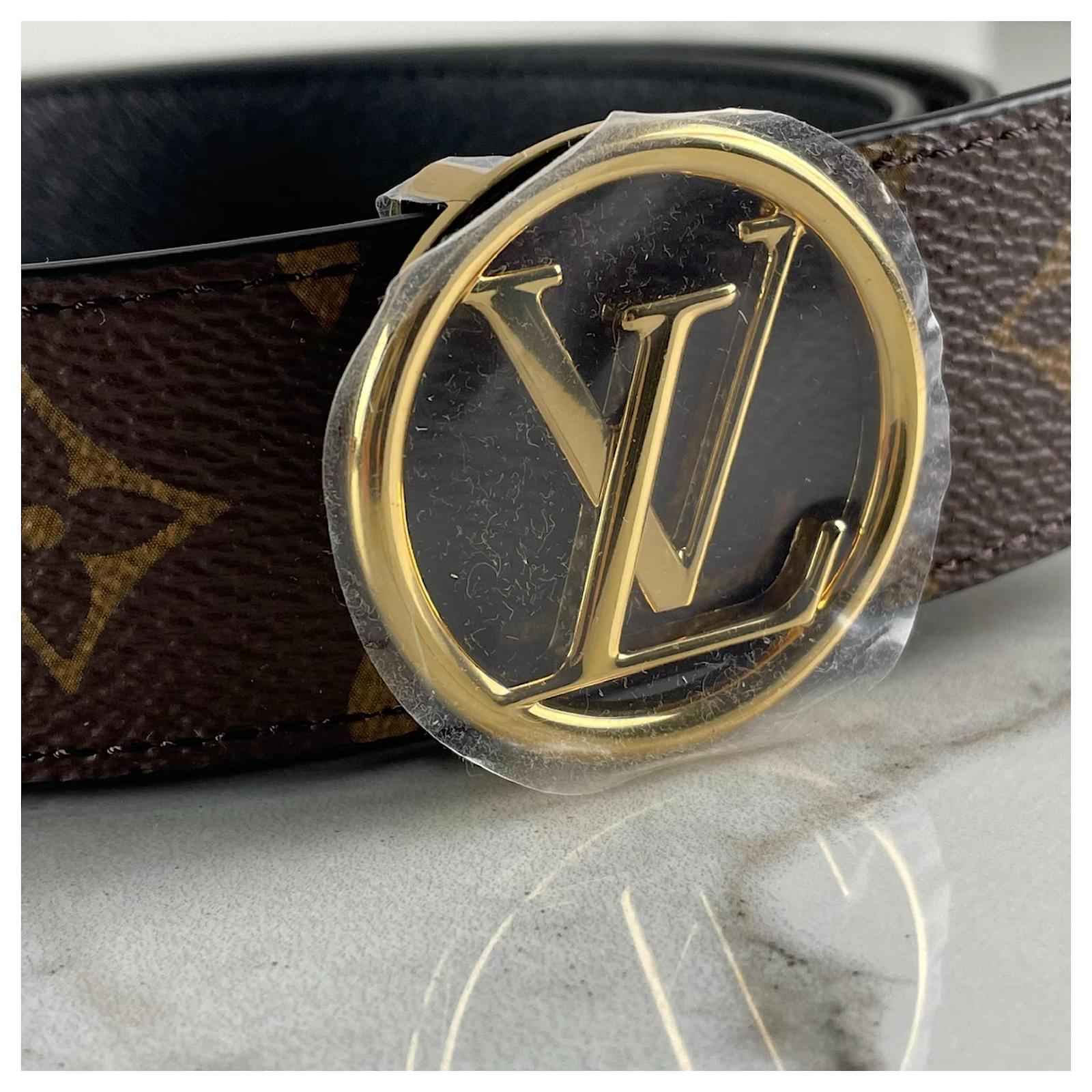 Louis Vuitton - LV Circle 35mm Reversible Belt - Monogram Canvas & Leather - Black - Size: 95 cm - Luxury