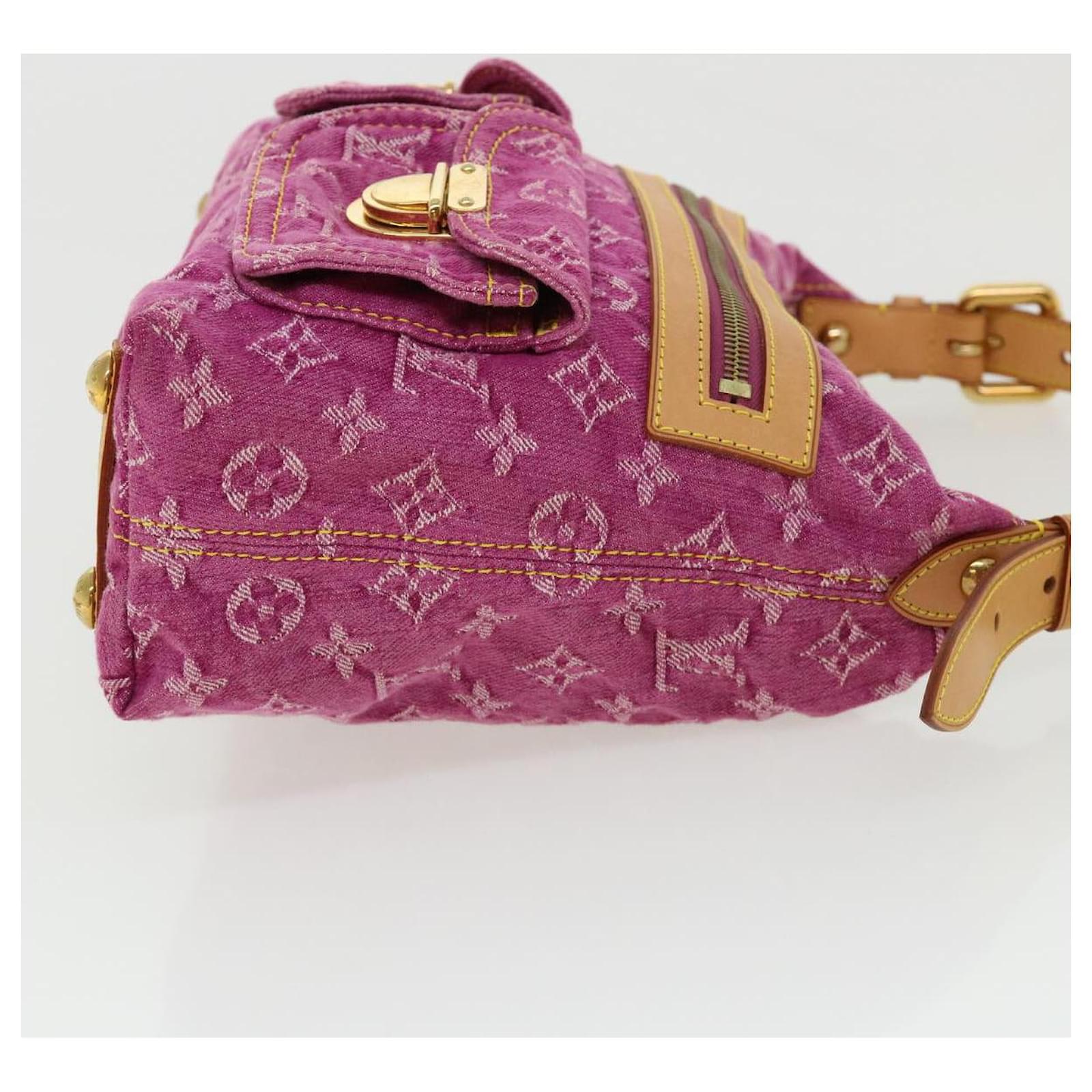Auth Louis Vuitton Monogram Denim Baggy PM Shoulder Bag Pink