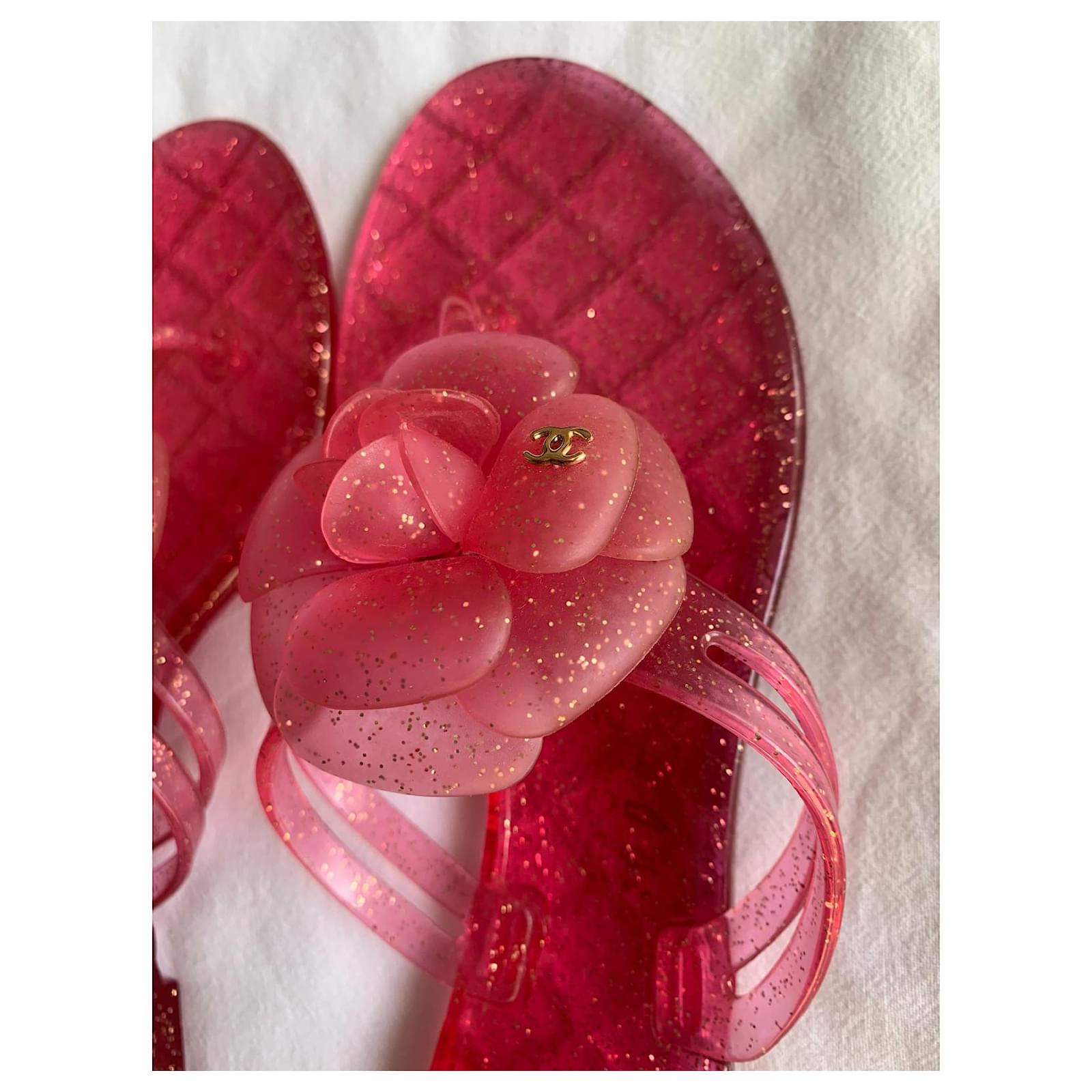 Chanel pink cheap jelly sandals