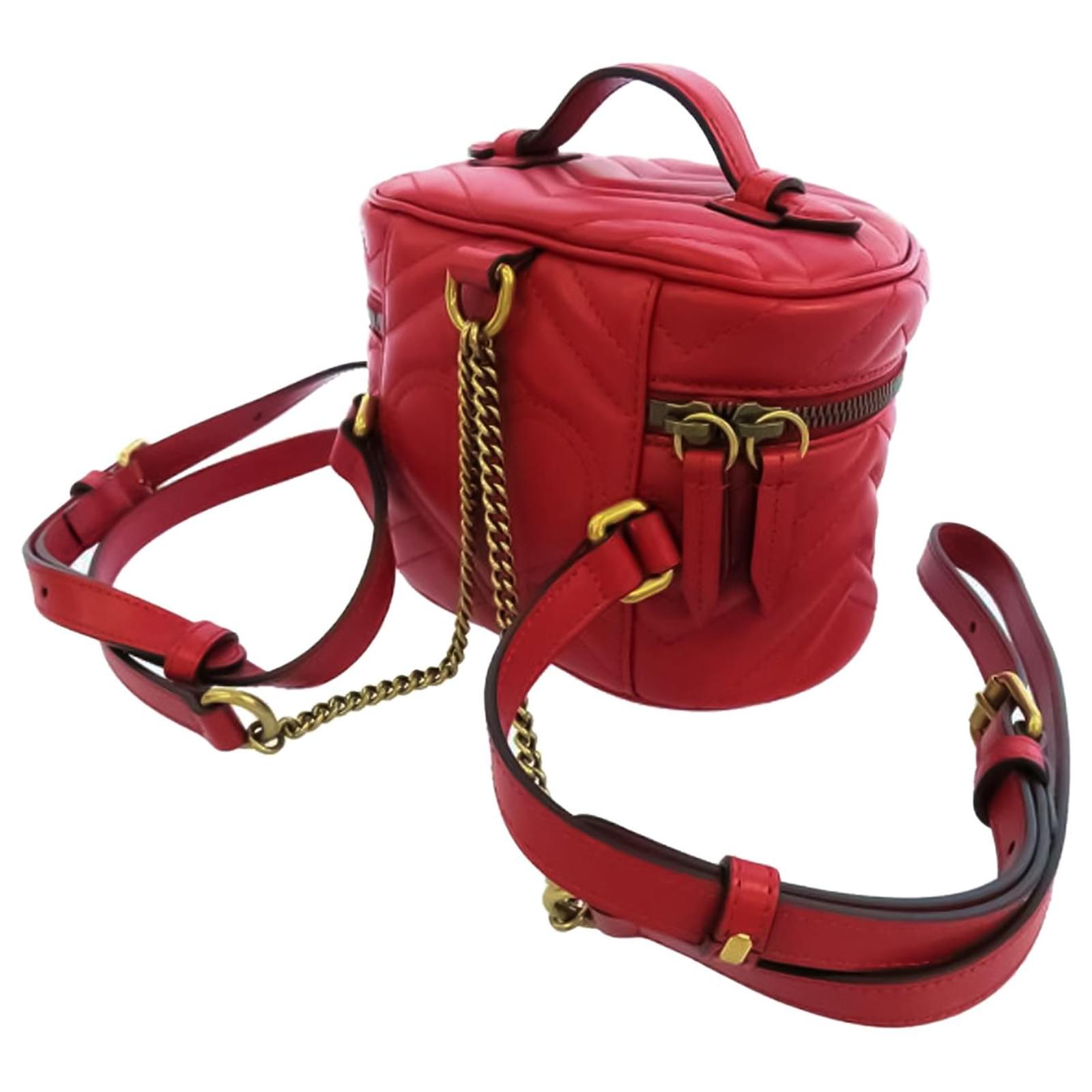 Gucci Red GG Marmont Round Backpack Leather Ponystyle calfskin ref.656829 Joli Closet
