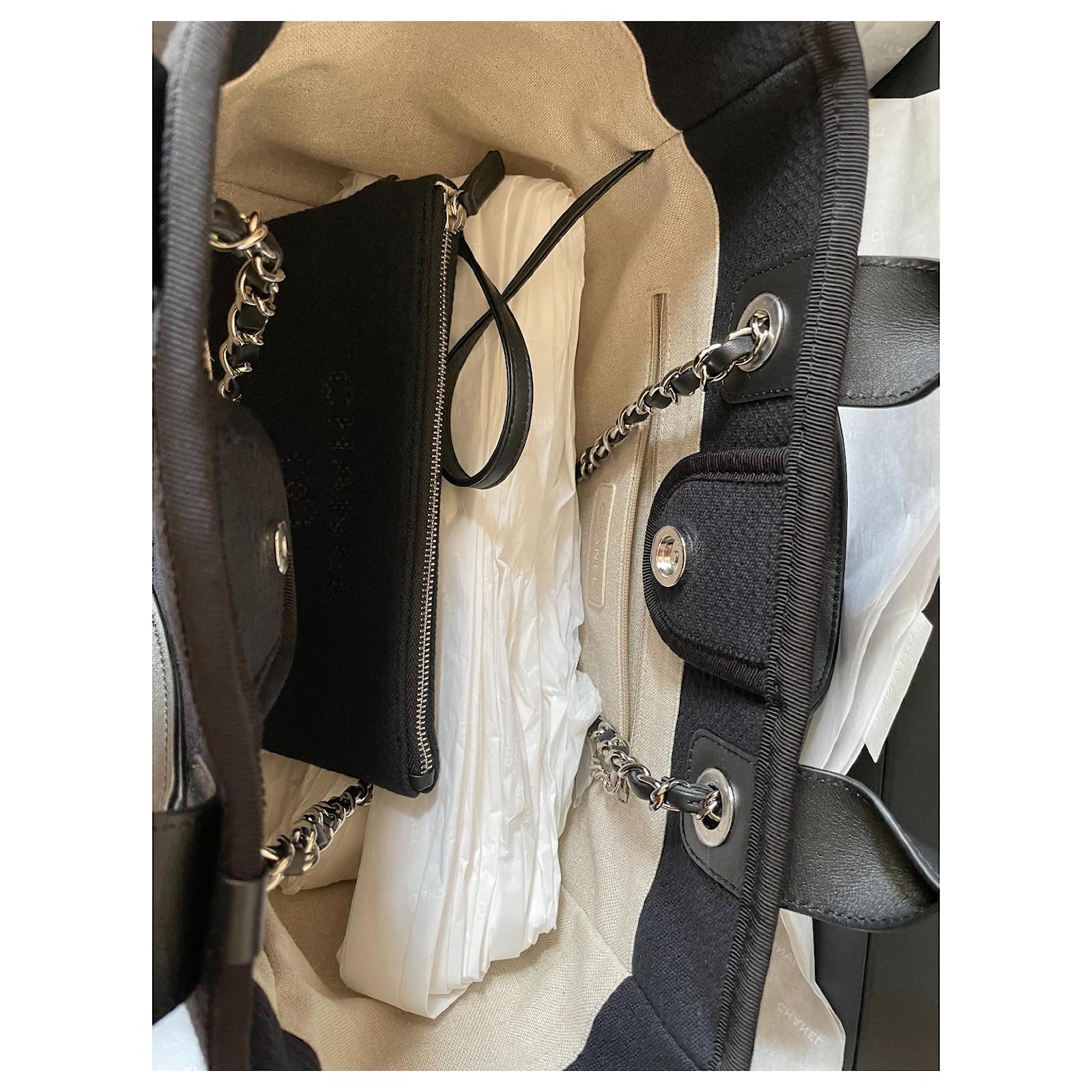 Deauville Chanel small tote bag new size small new Black Cotton Linen  ref.657093 - Joli Closet