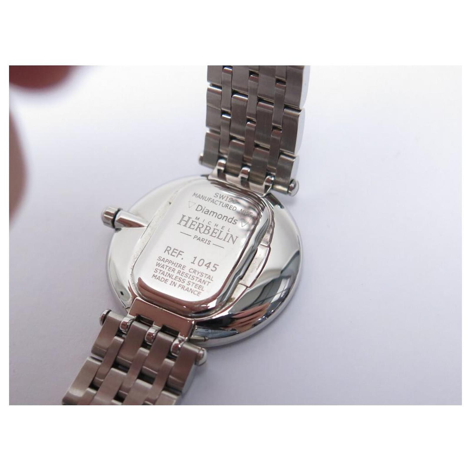 MICHEL HERBELIN EPSILON WATCH 1045/60YB89 STEEL AND DIAMONDS