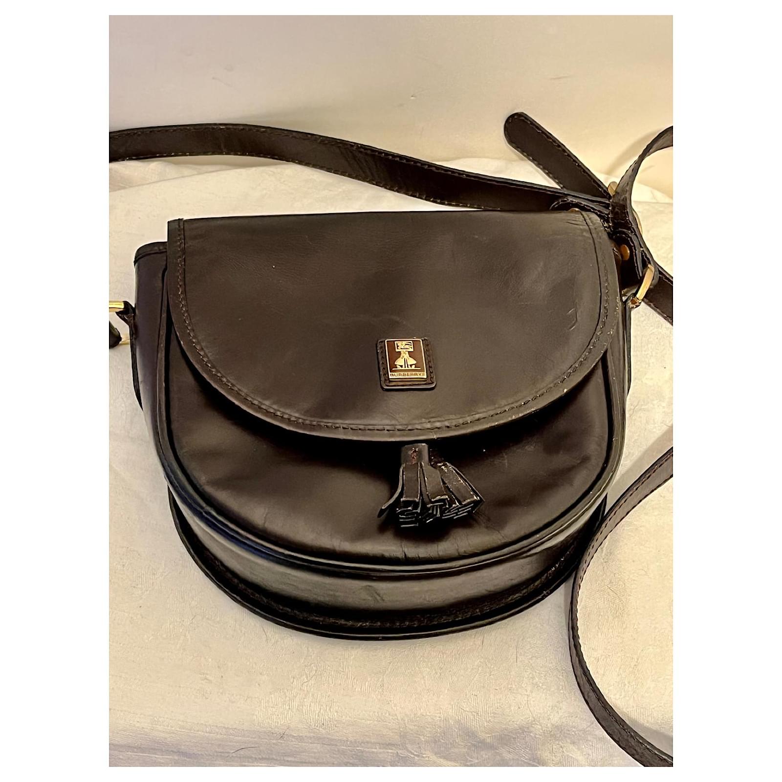 Vintage Burberry Leather Saddle Shoulder Bag