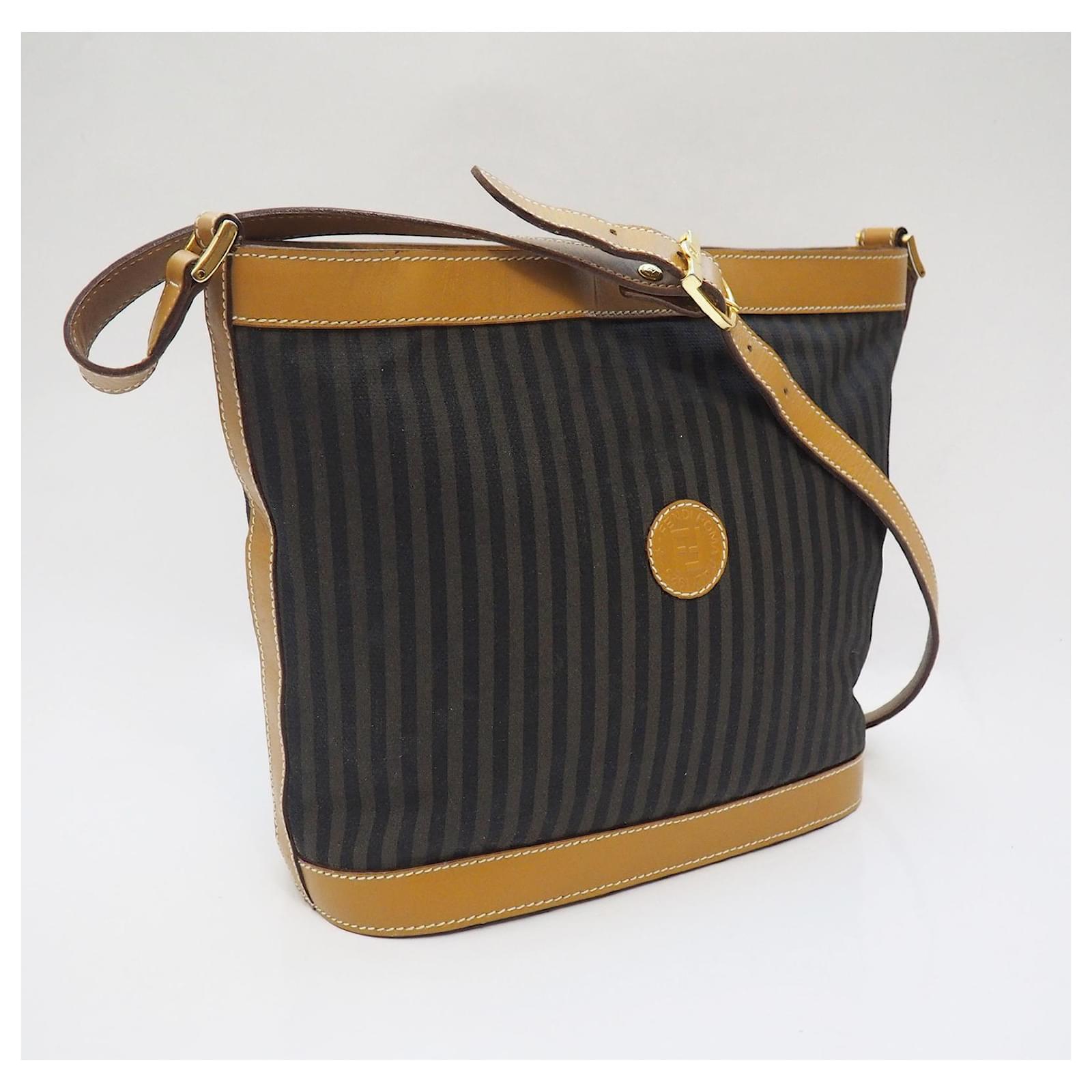 1980s Black Striped Fendi Bag Vintage Fendi Bucket Bag