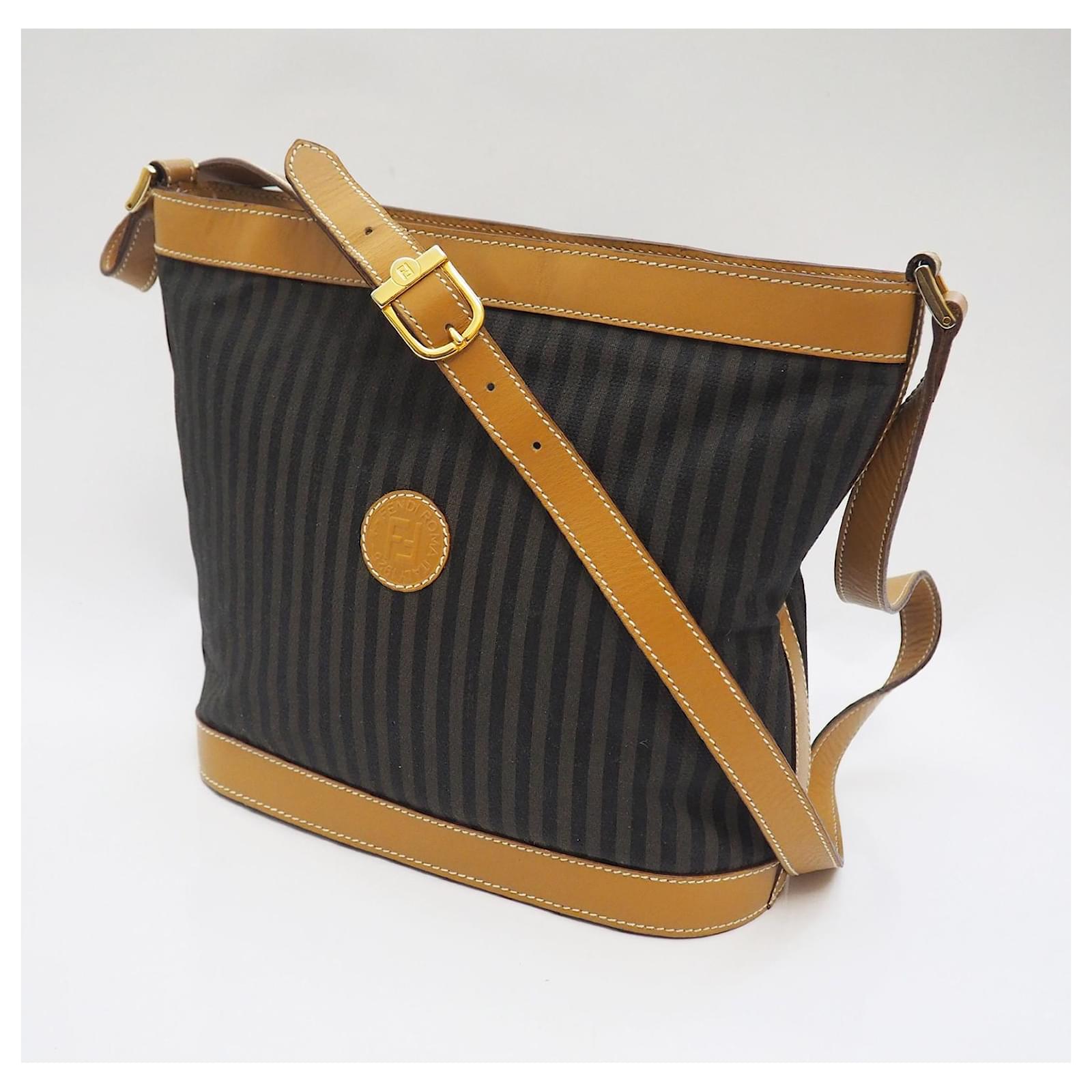 FENDI Vintage Black and Brown and Tan Pequin Striped